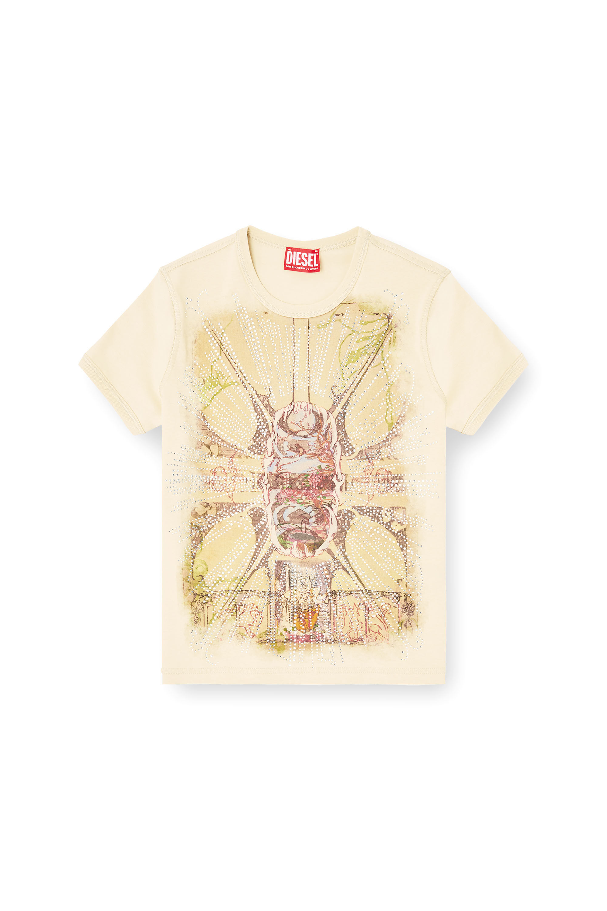 Women's T-shirt with rhinestone graphic | Brown | Diesel