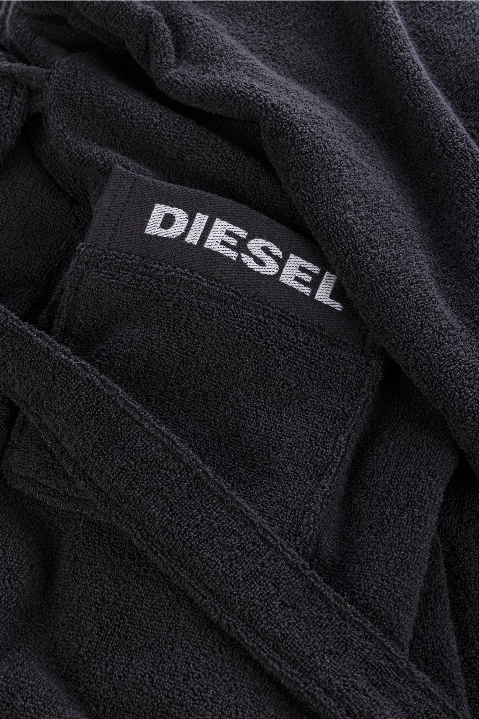 Diesel - 1015105 LOGO-COTTON BATHROBE SIZE S BLAC, Unisex's Logo-Cotton Terry Bathrobe, S size in Black - 2