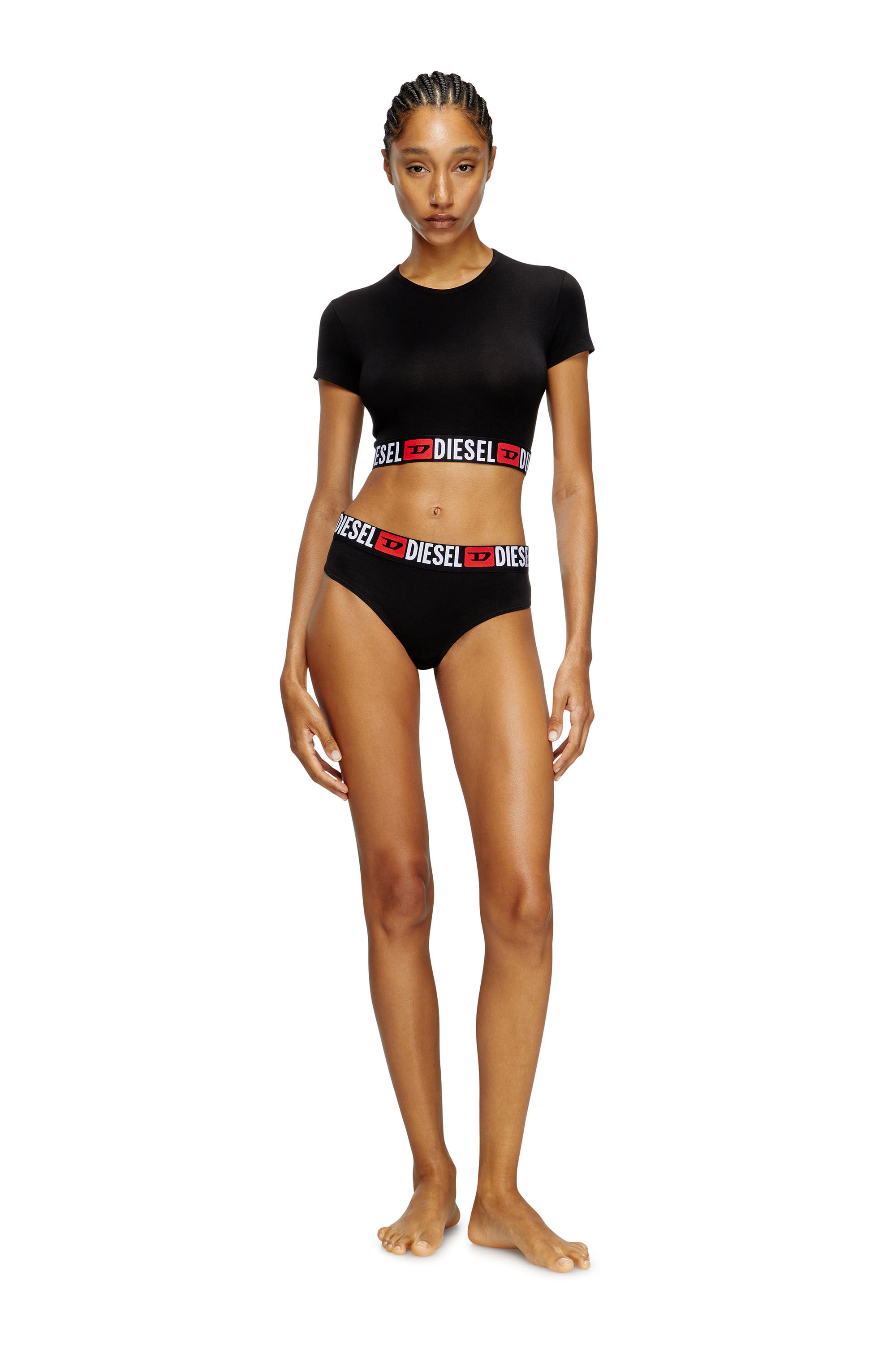 Diesel - IRMA-D-CORE, Woman's Cropped top with logo band in Black - 1