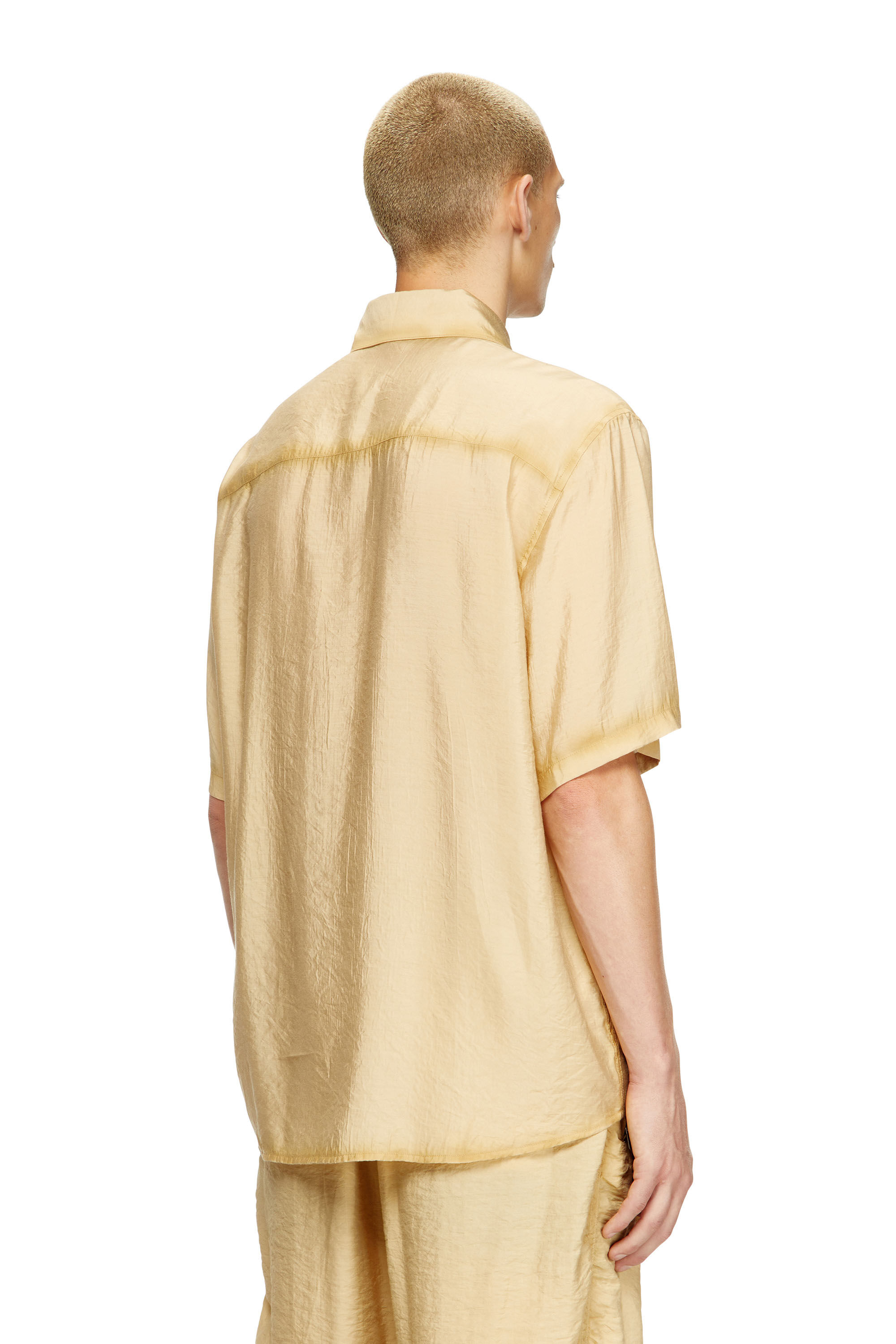 Diesel - S-SIMPLY-SS-LHBA, Man's Shirt in crinkled nylon-viscose in Light Brown - 2