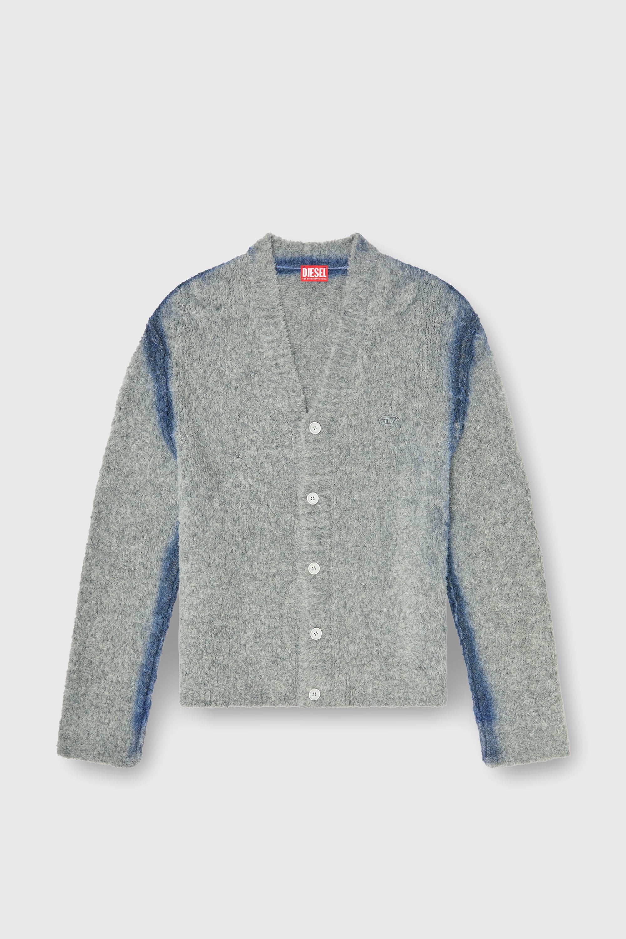 Diesel - K-REMO, Man's Alpaca-blend cardigan with spray-dyed seams in Grey - 2