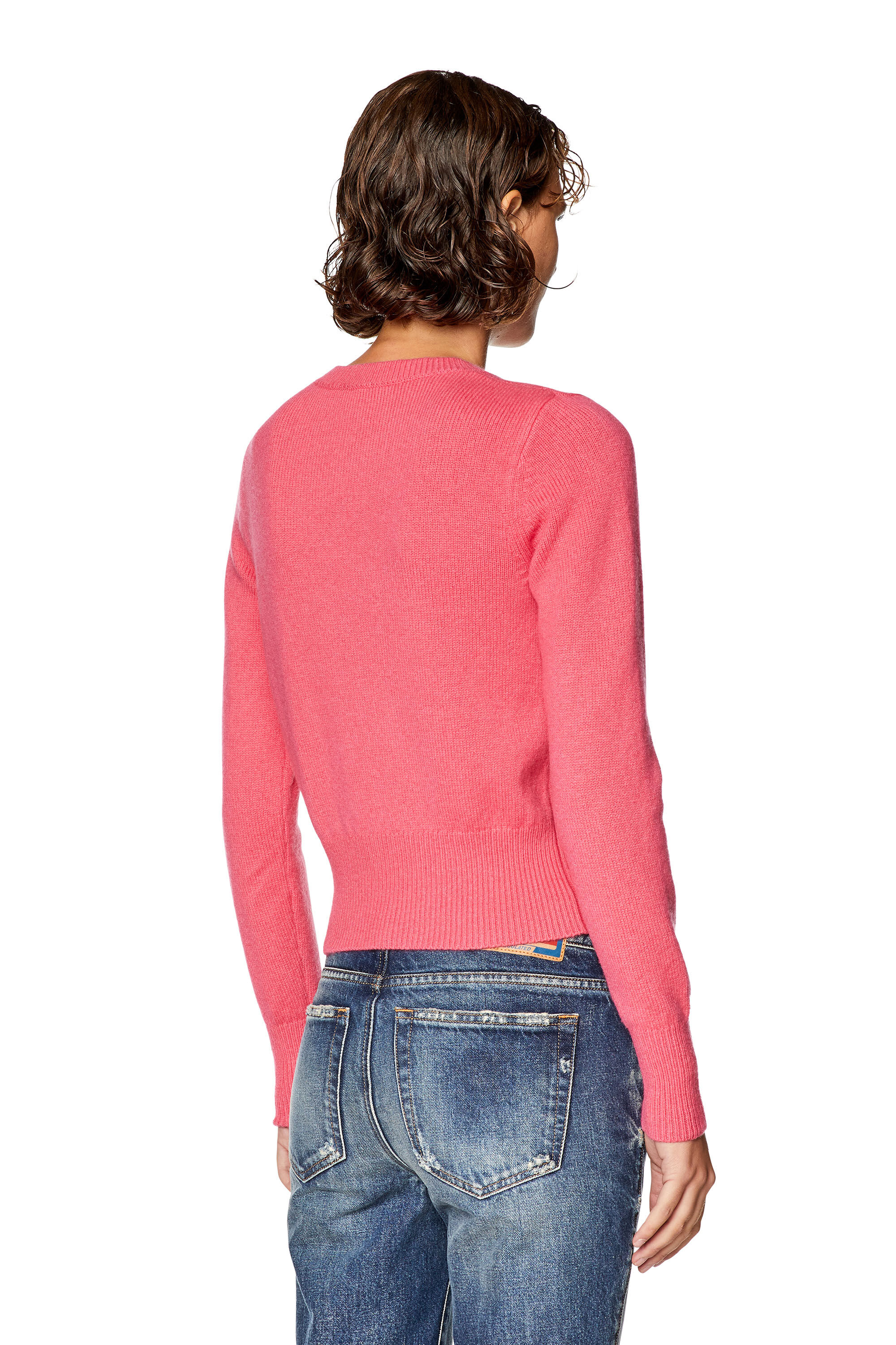 Diesel - M-AREESA, Woman's Jumper with embroidered cut-out logo in Pink - 4