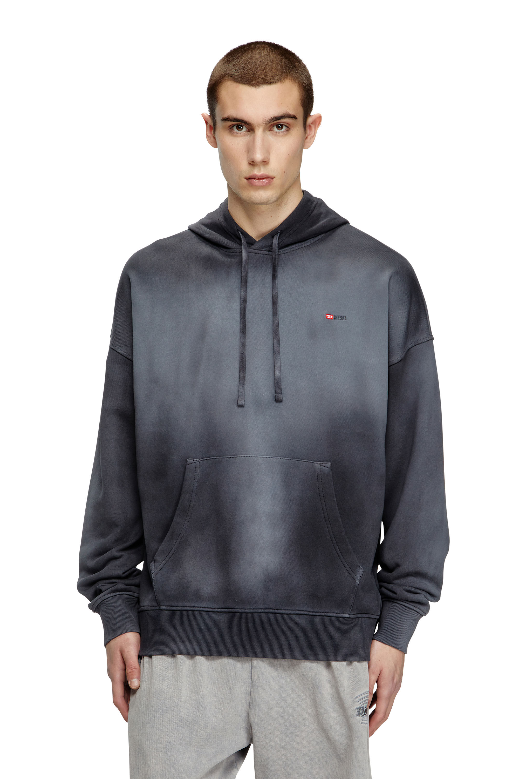 Diesel - S-ROB-HOOD-R2, Man's Faded hoodie with micro-logo embroidery in Black - 3