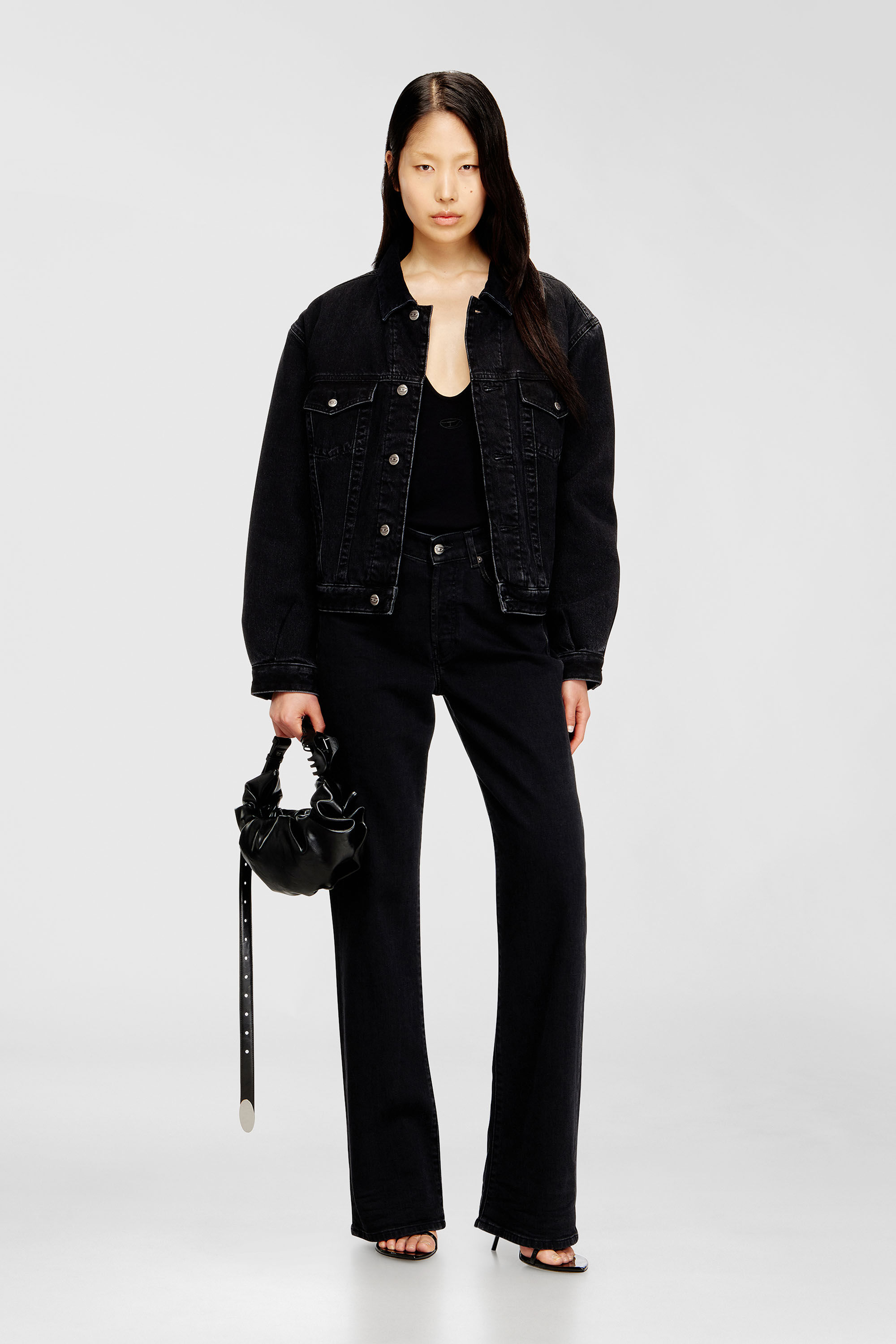 Diesel - D-RANGER-T, Unisex's Padded trucker jacket in denim in Black - 7