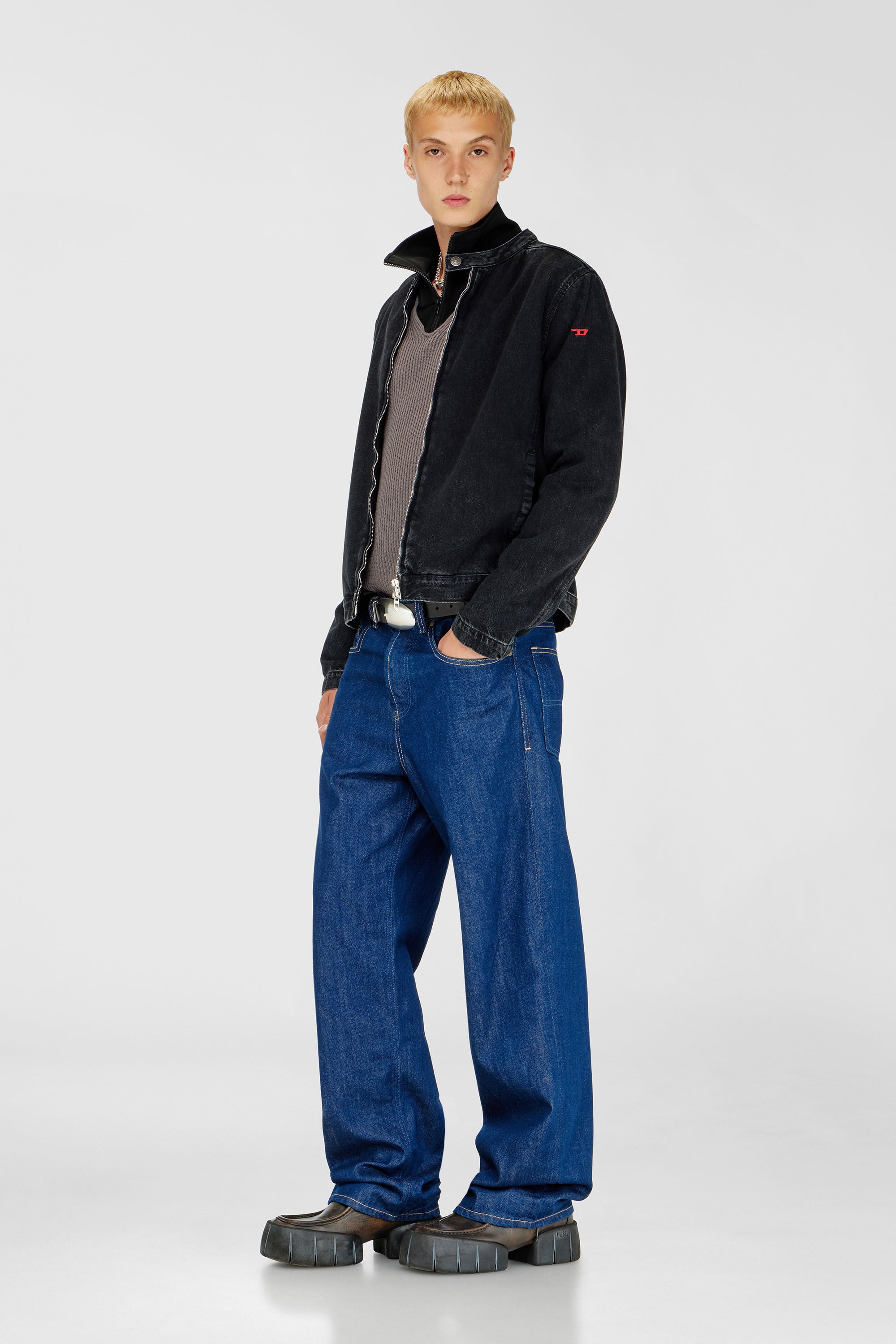 DIESEL D-Glory バイカーデニムジャケット Men's Moto jacket in clean-wash denim | Black | Diesel KR
