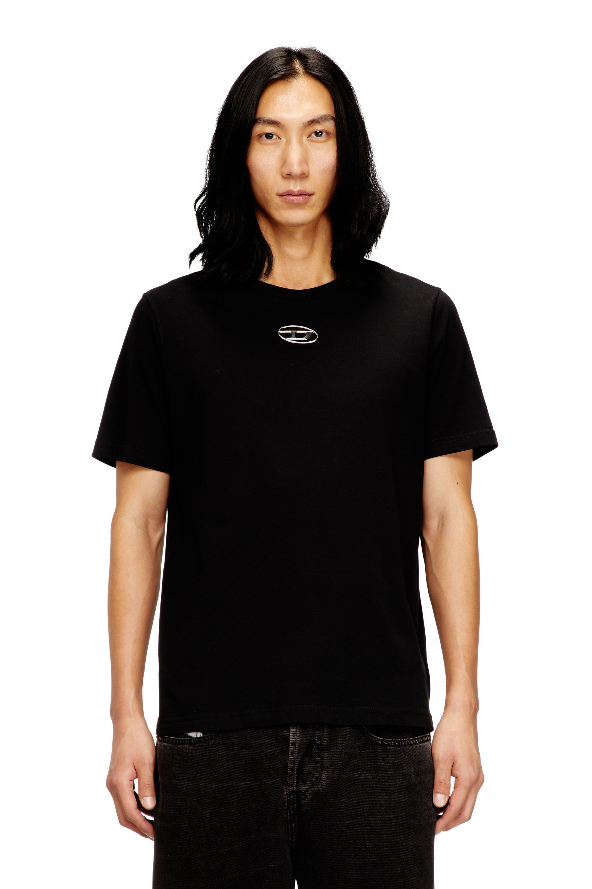 Men's T-shirt with metallic Oval D | Black | Diesel