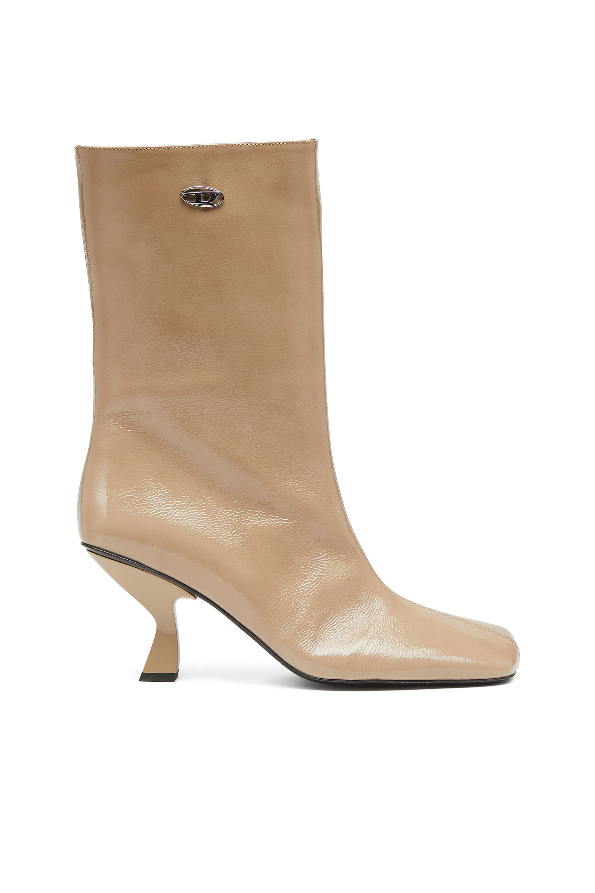 Diesel - D-AMBER TUBE 75, Woman's D-Amber-Square-toe ankle boots with naplak effect in Beige - 1