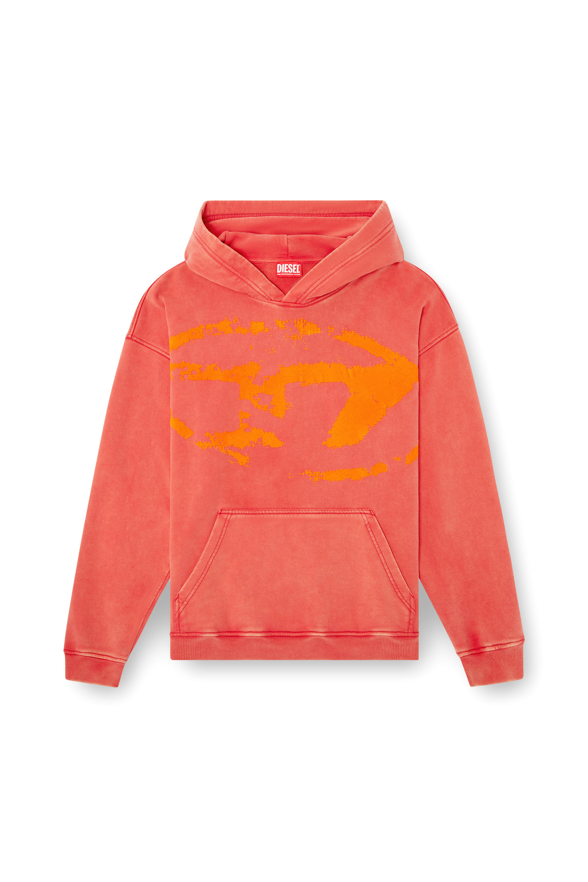 Diesel - S-BOXT-HOOD-R10, Man's Hoodie with flocked Oval D logo in Red - 2