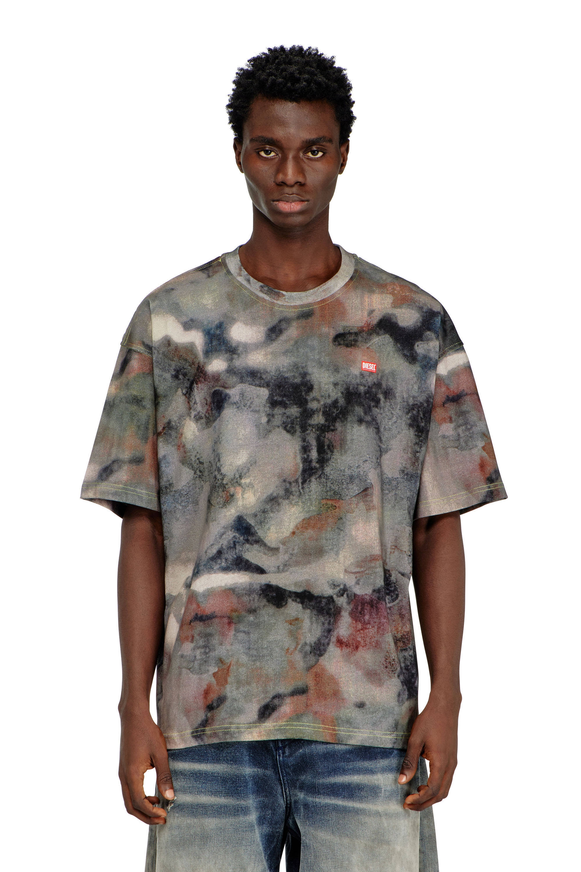 Diesel - T-BOXT-V7, Man's Heavy cotton T-shirt with camo print in Green/Brown - 3
