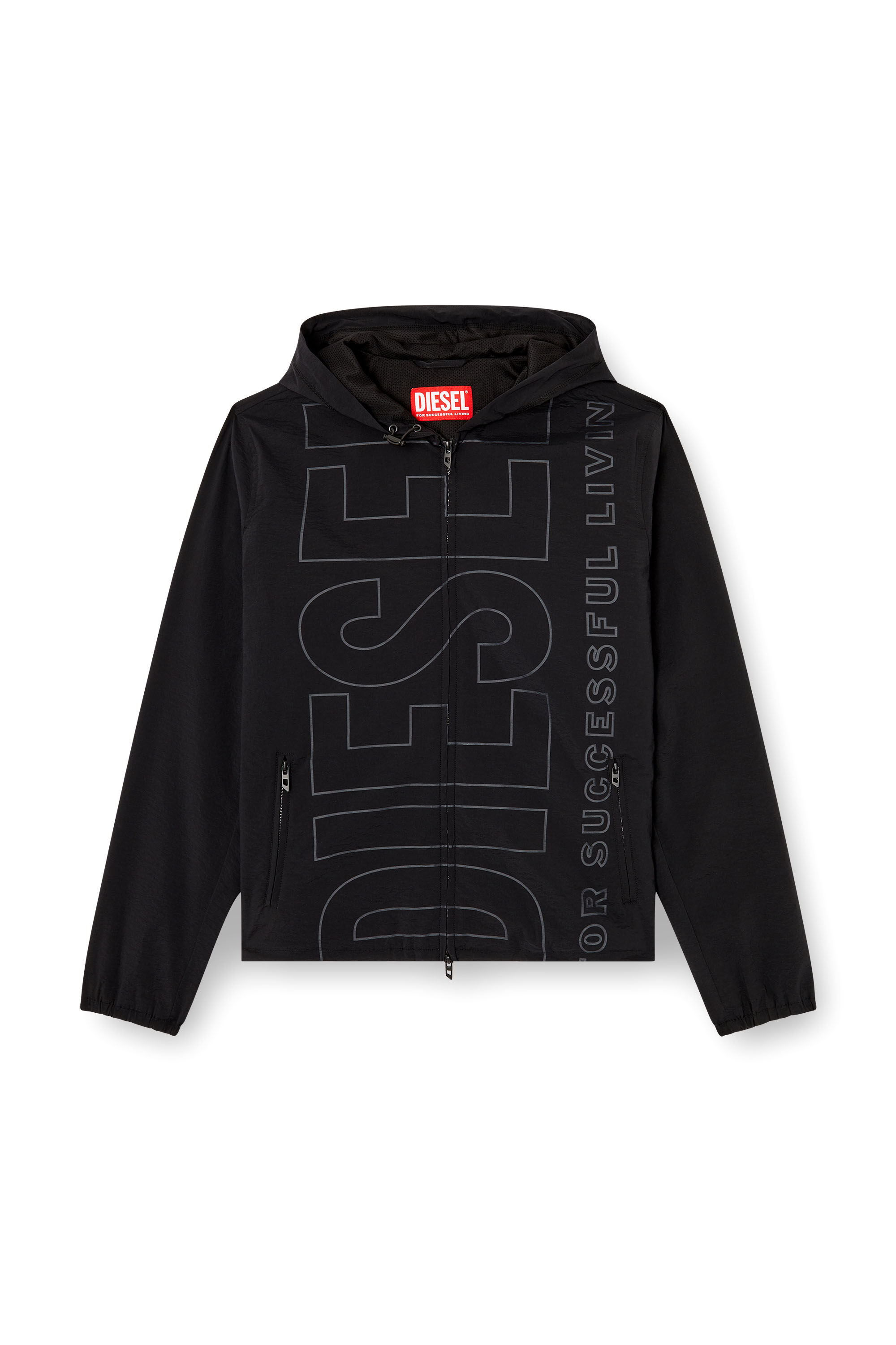 Diesel - J-ANDREW, Man's Nylon jacket with outline logo in Black - 5