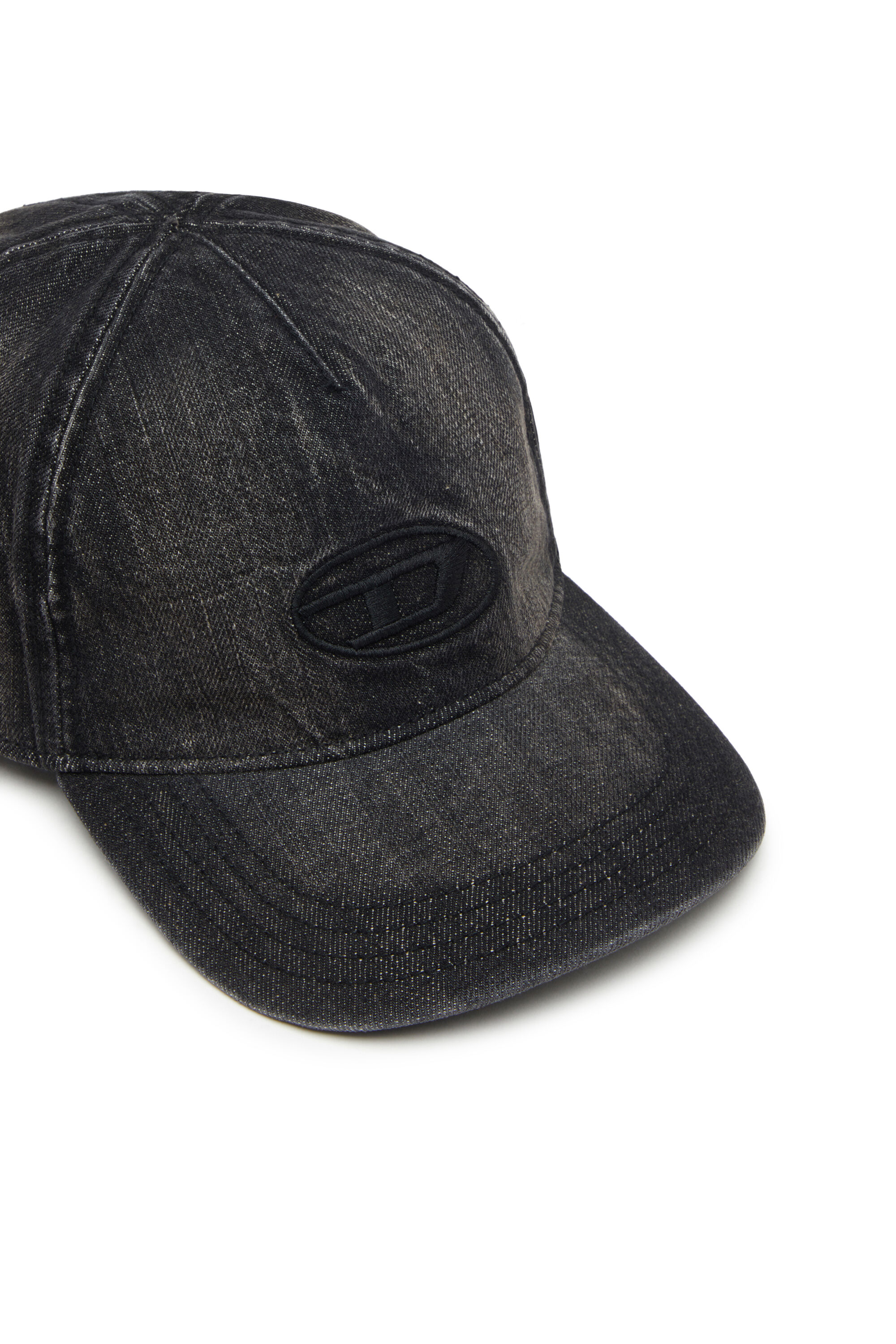 Diesel - C-ENIC, Man's Denim cap with frayed details and embroidered logo in Black Jeans - 3