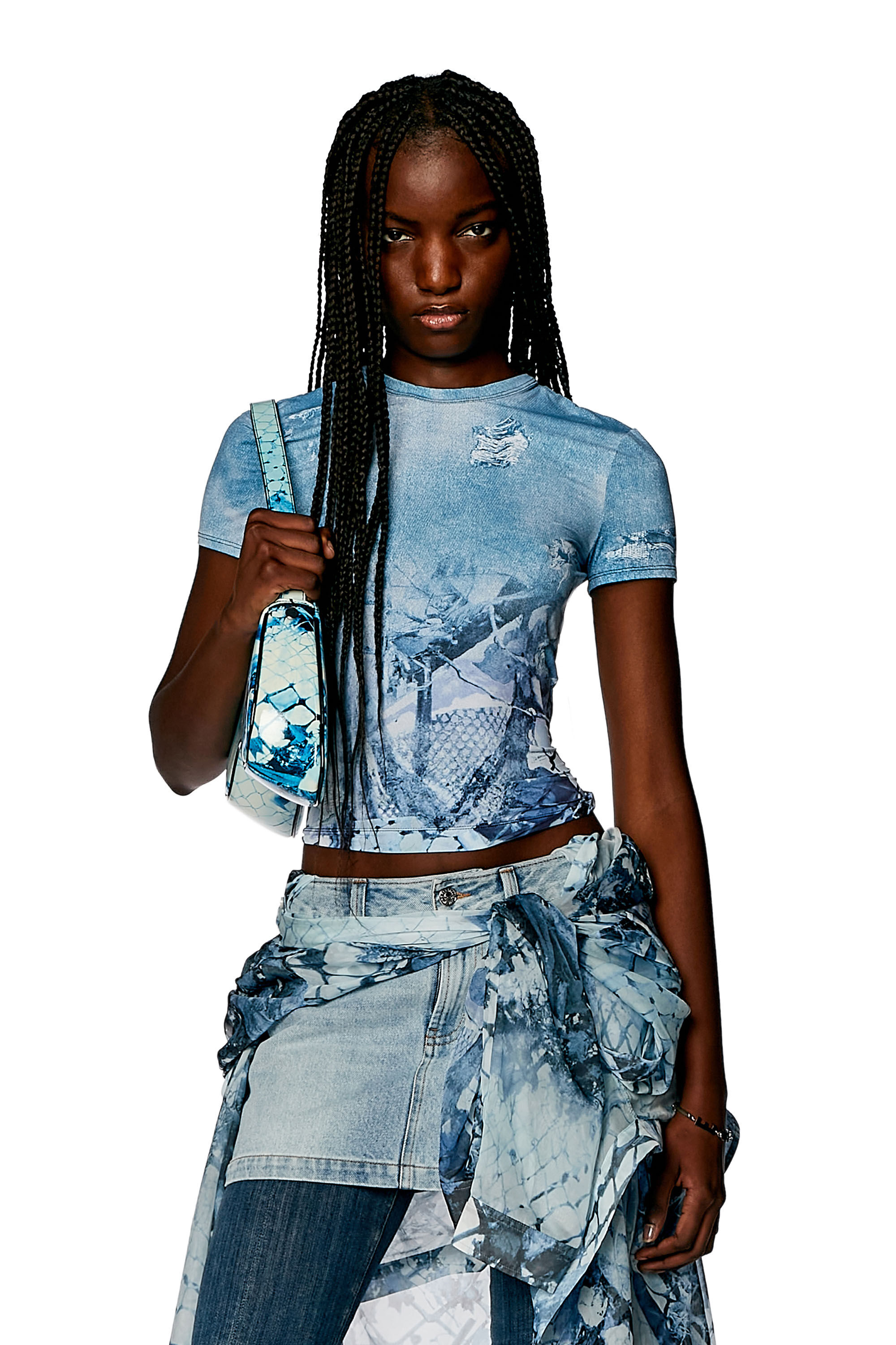 Women's Cropped T-shirt with abstract print | T-UNCSKI Diesel