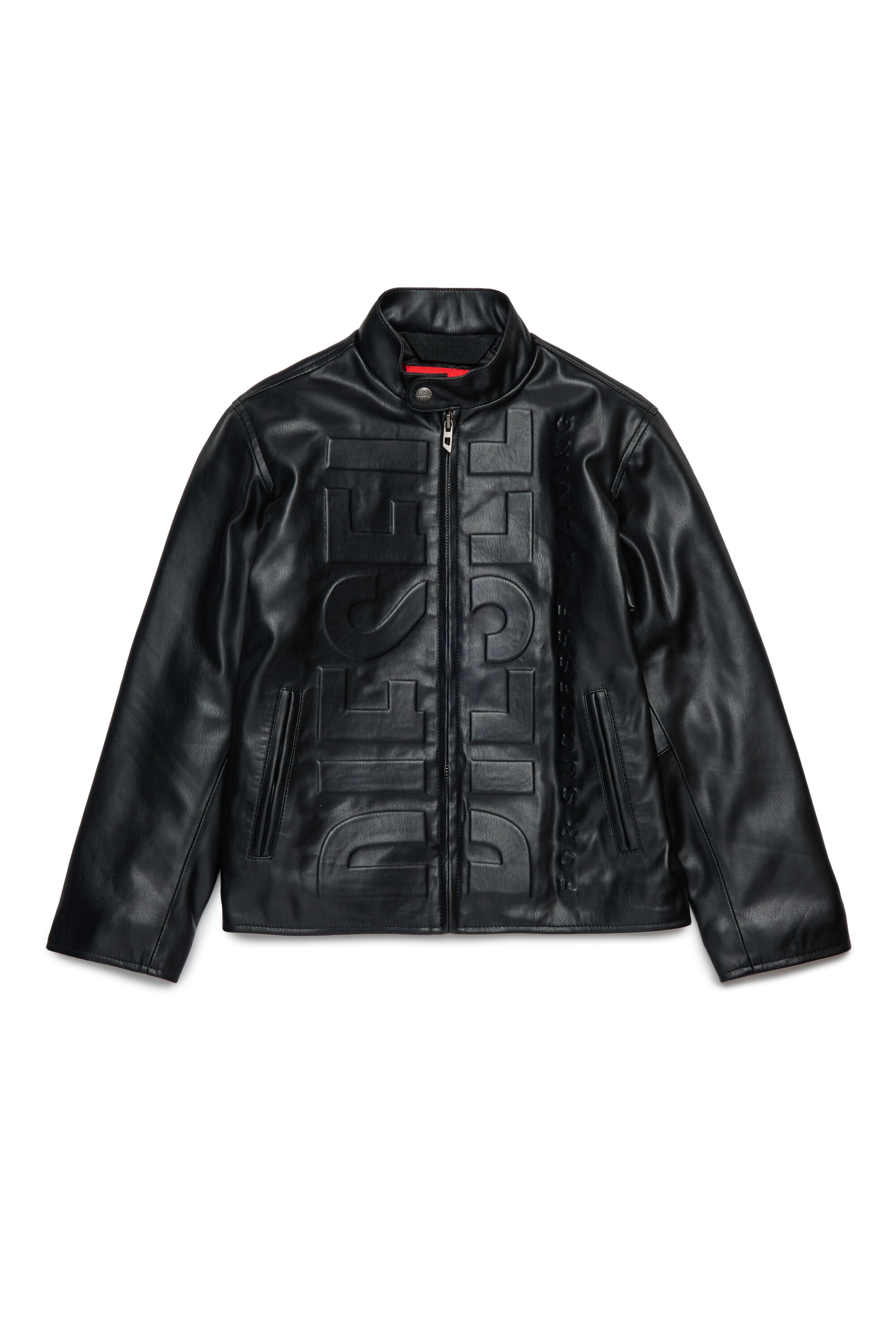 Diesel - JLMETVERT, Man's Jacket in faux leather with logo in Black - 1