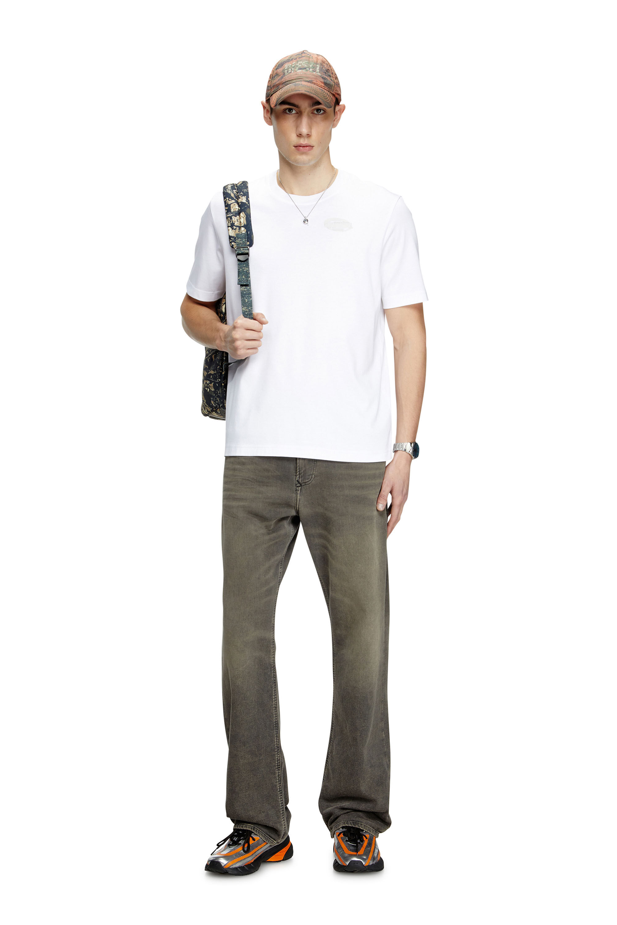 Diesel - T-MADJUST-R2, Man's Mercerized cotton T-shirt with tonal logo in White - 1