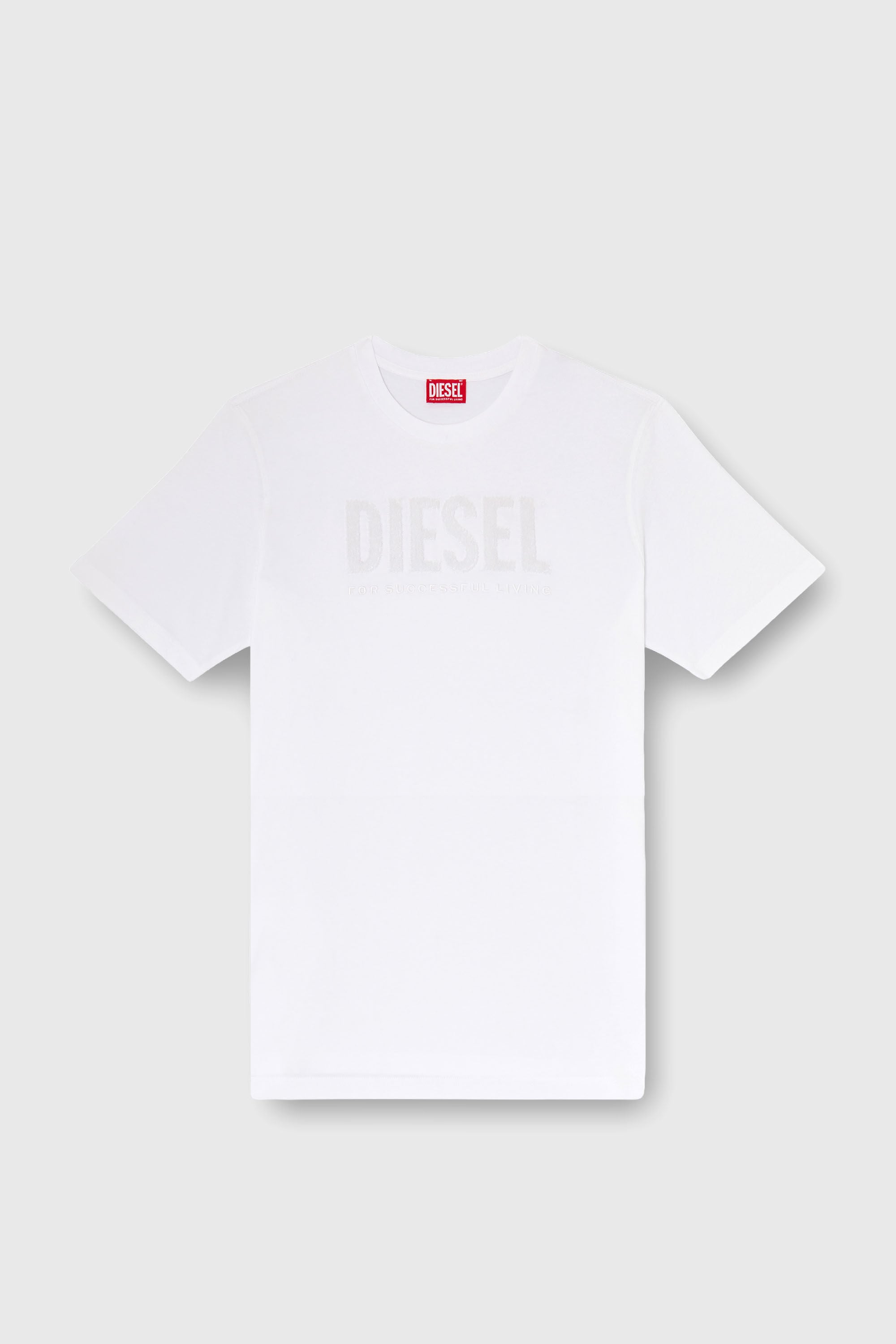 Diesel - T-JUST-OVA-T92, Man's Cotton T-shirt with tonal Diesel logo print in White - 2