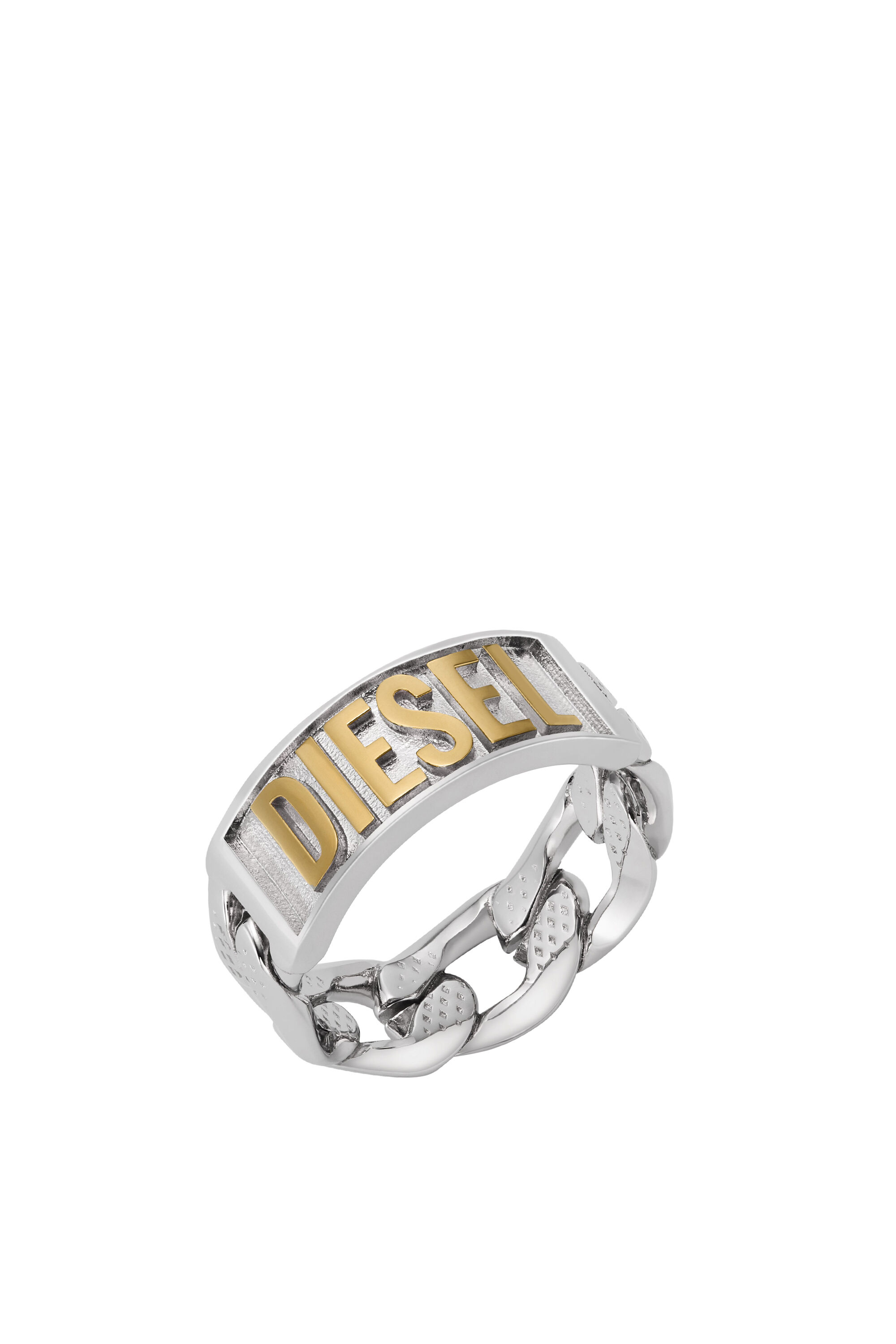 【送料込】 Stainless Two-Tone Women's Steel Diesel | Silver | Ring Band アクセサリー