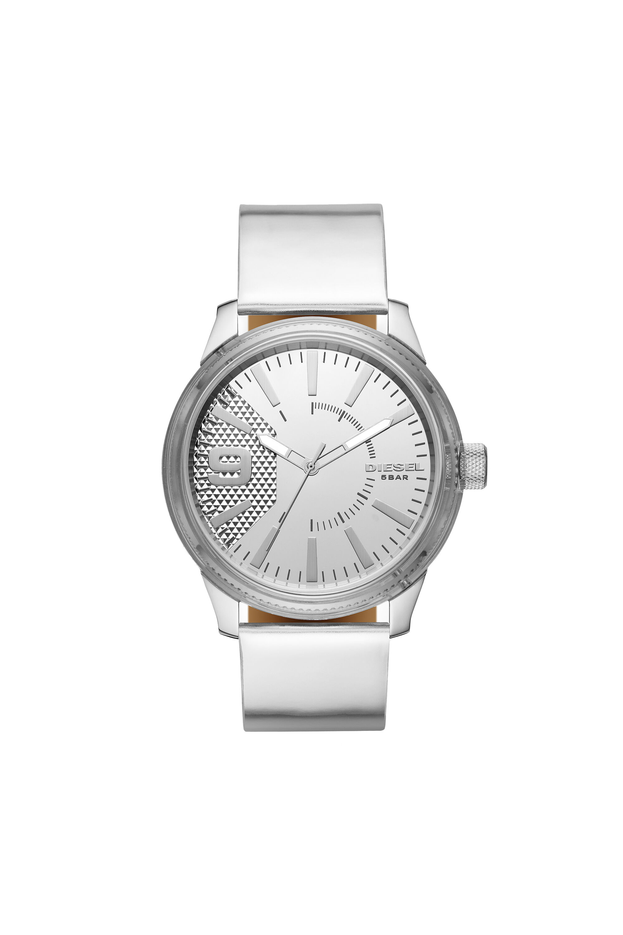 Diesel - DZ1874, Man's Rasp Nsbb three-hand silver leather watch in Silver - 1