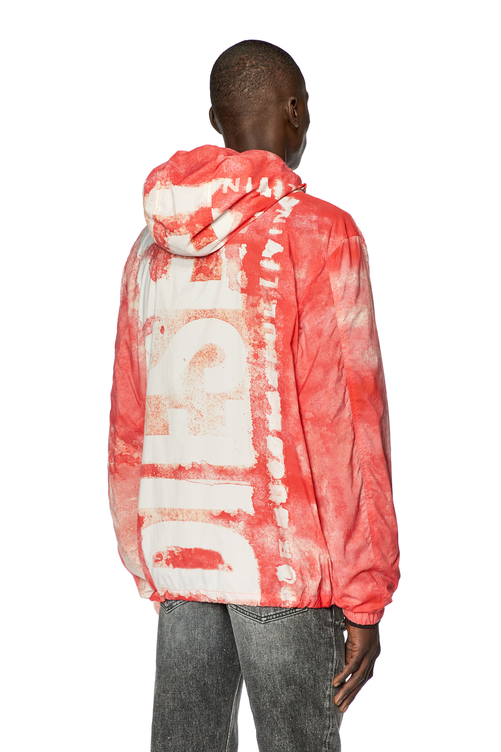 Men s Watercolour effect windbreaker with logo Multicolor Diesel