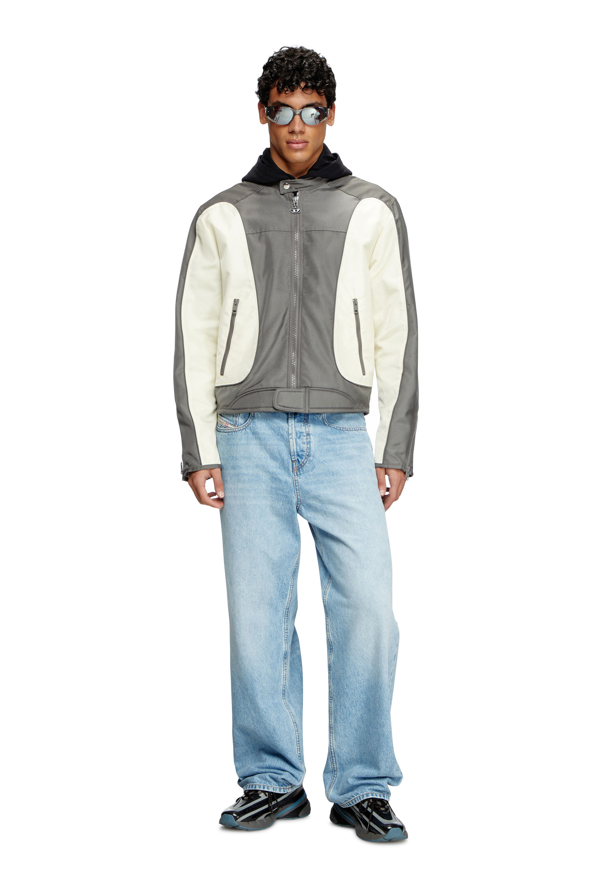 Men's Colour-block biker jacket with piping | Multicolor