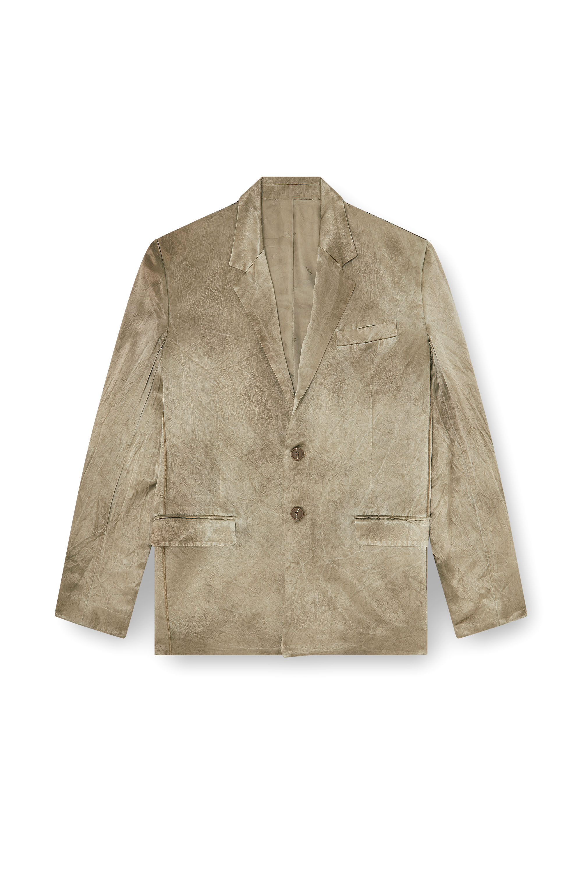 Diesel - J-ANDRE, Man's Blazer in wrinkled satin in Light Brown - 2