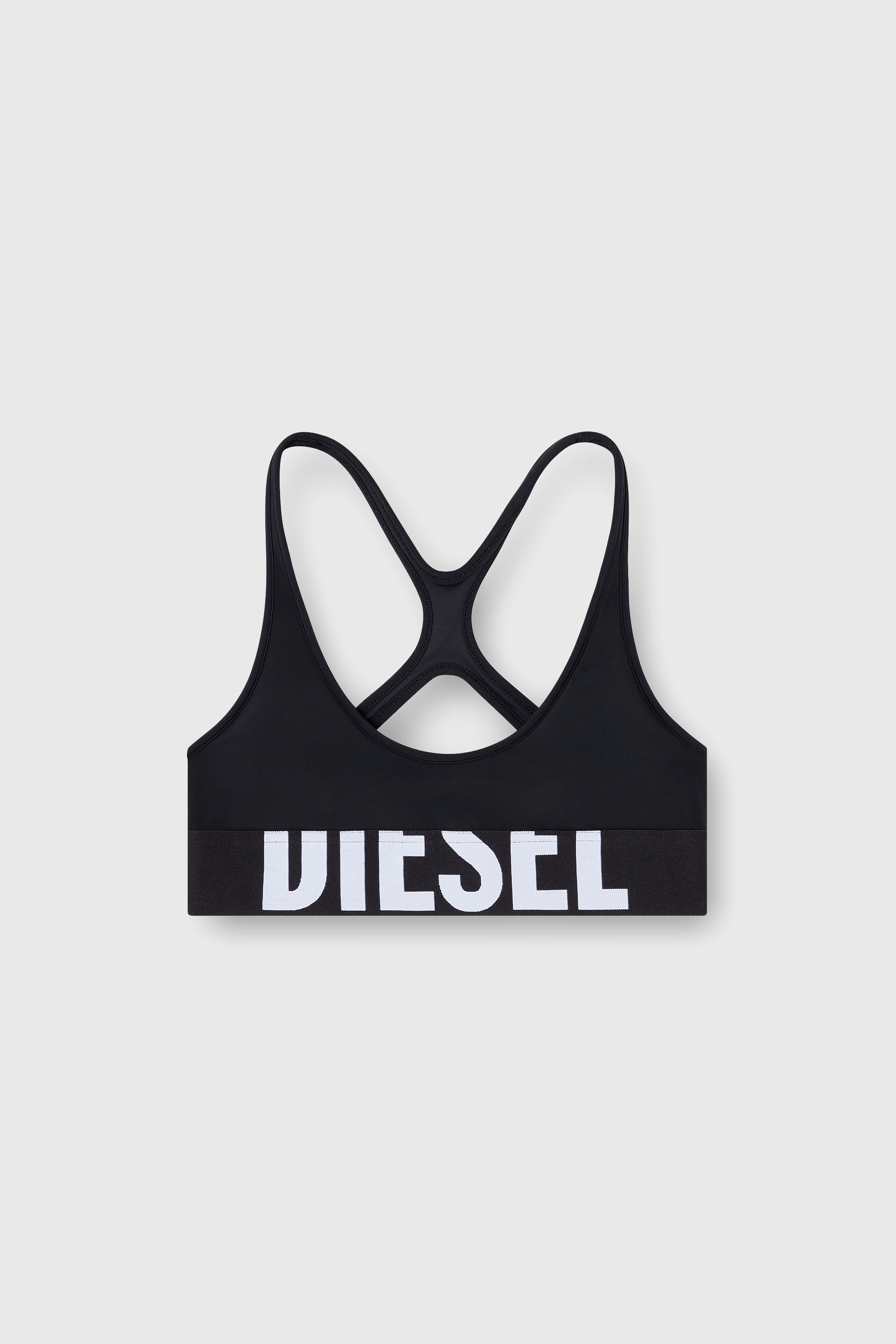 Diesel - ALLISON-D-POP, Woman's Microfibre sports bra with cut-off logo in Black - 2