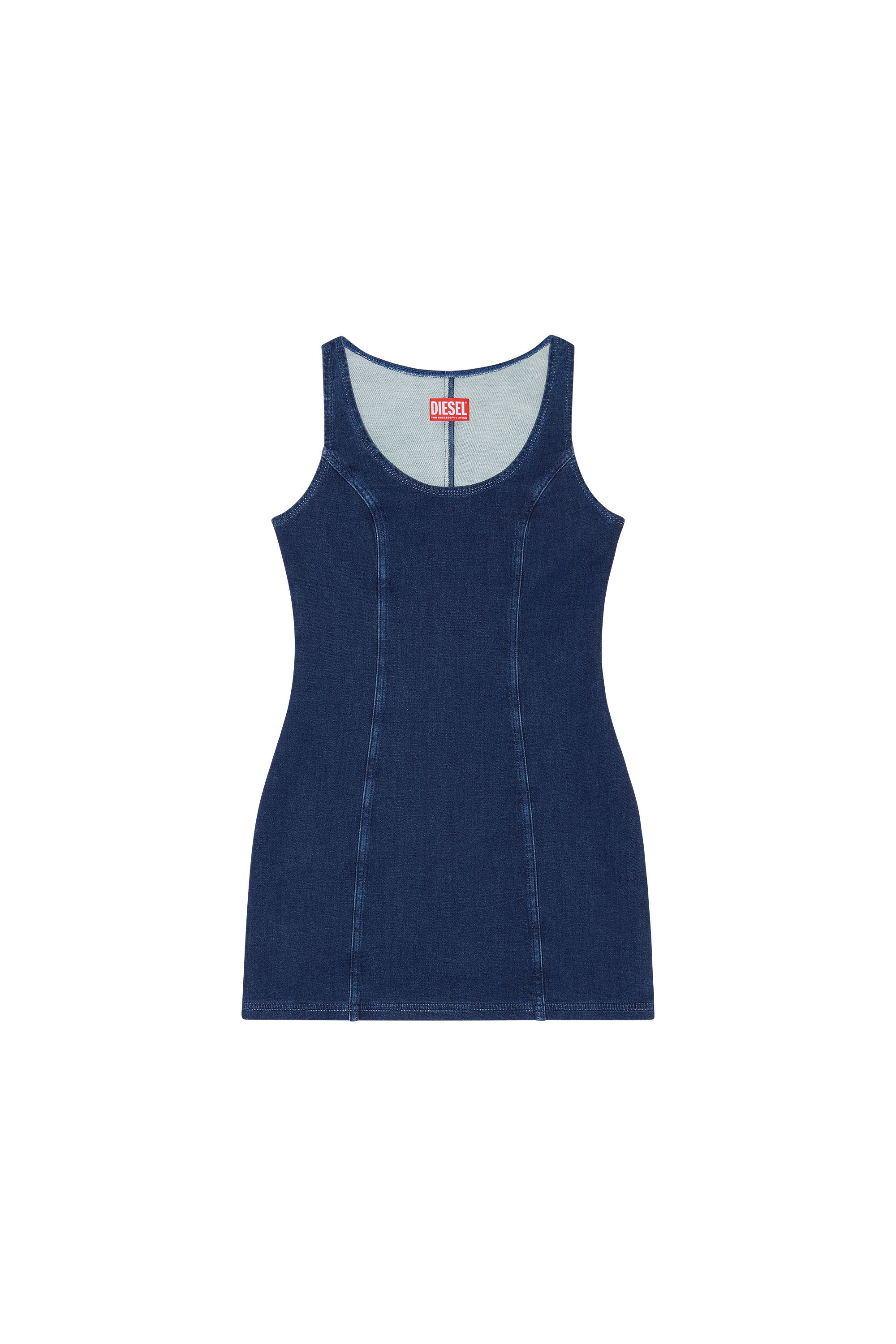 Diesel - D-VENUS TRACK DENIM TANK DRESS, Woman's Tank dress in Track Denim in Dark Blue - 5