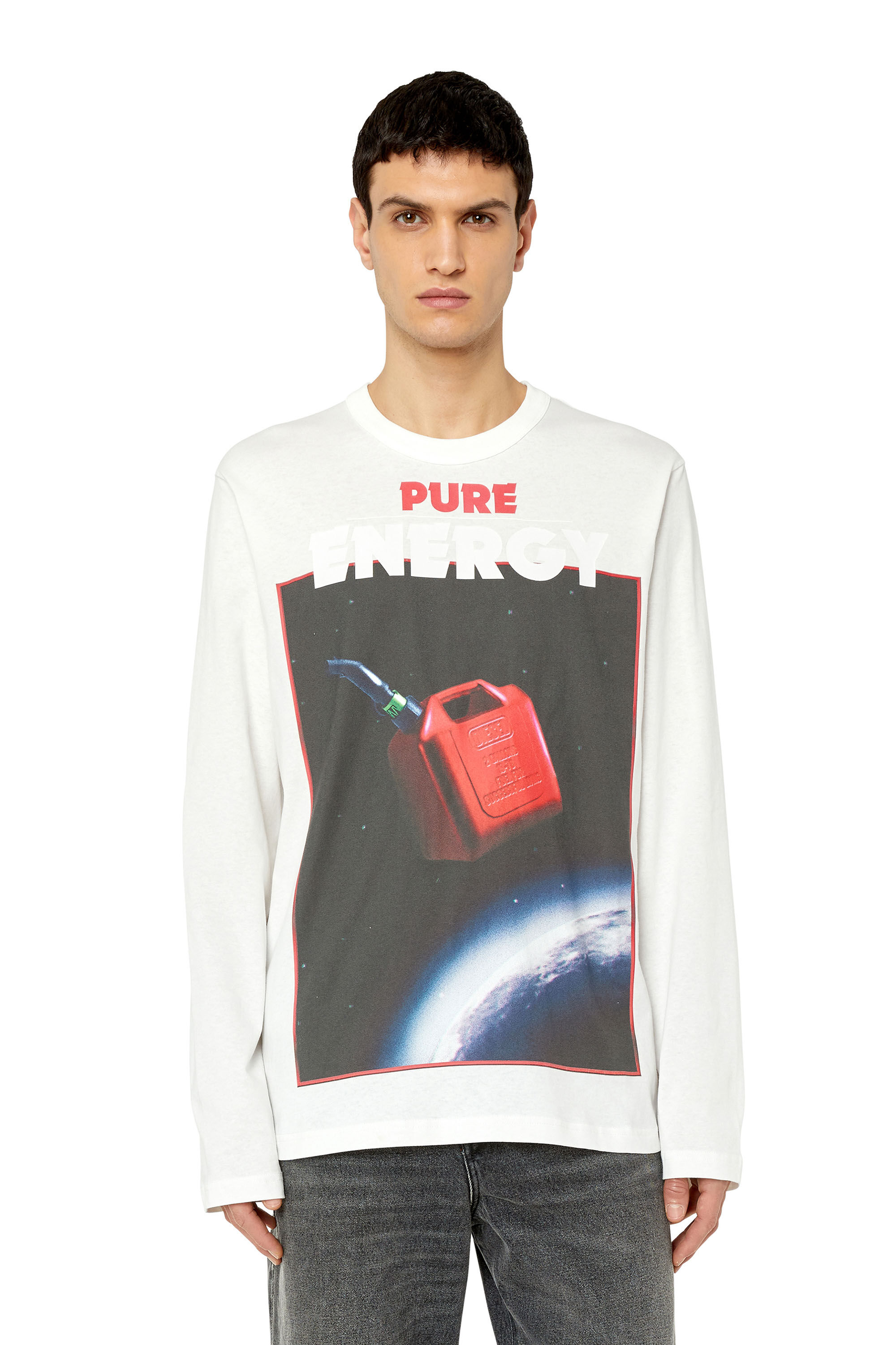 Diesel - T-CRANE-LS-G4, Man's Long-sleeve T-shirt with graphic prints in White - 3