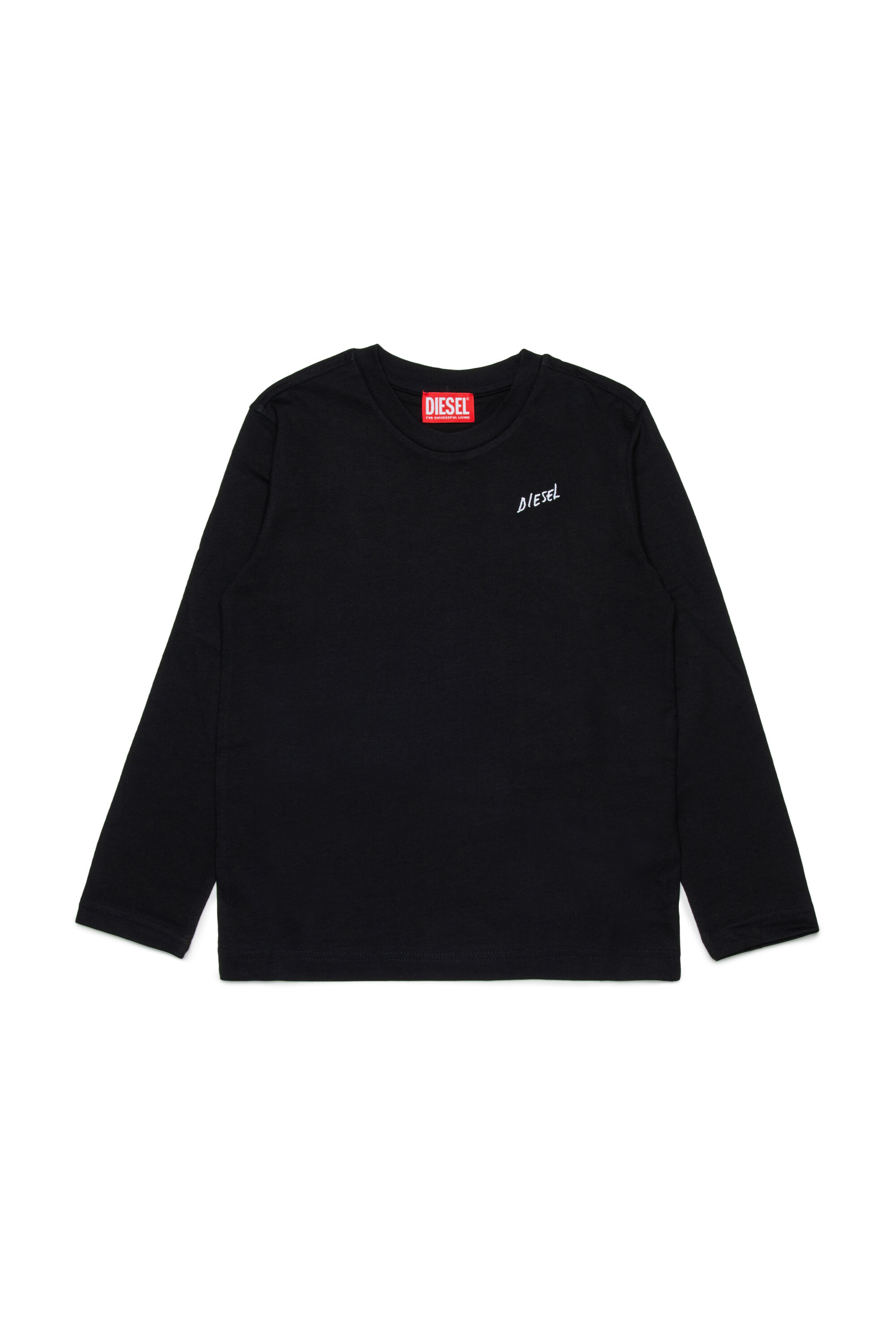 Diesel - TDIEGOSB22LS, Man's Cotton T-shirt with embroidered logo in Black - 1