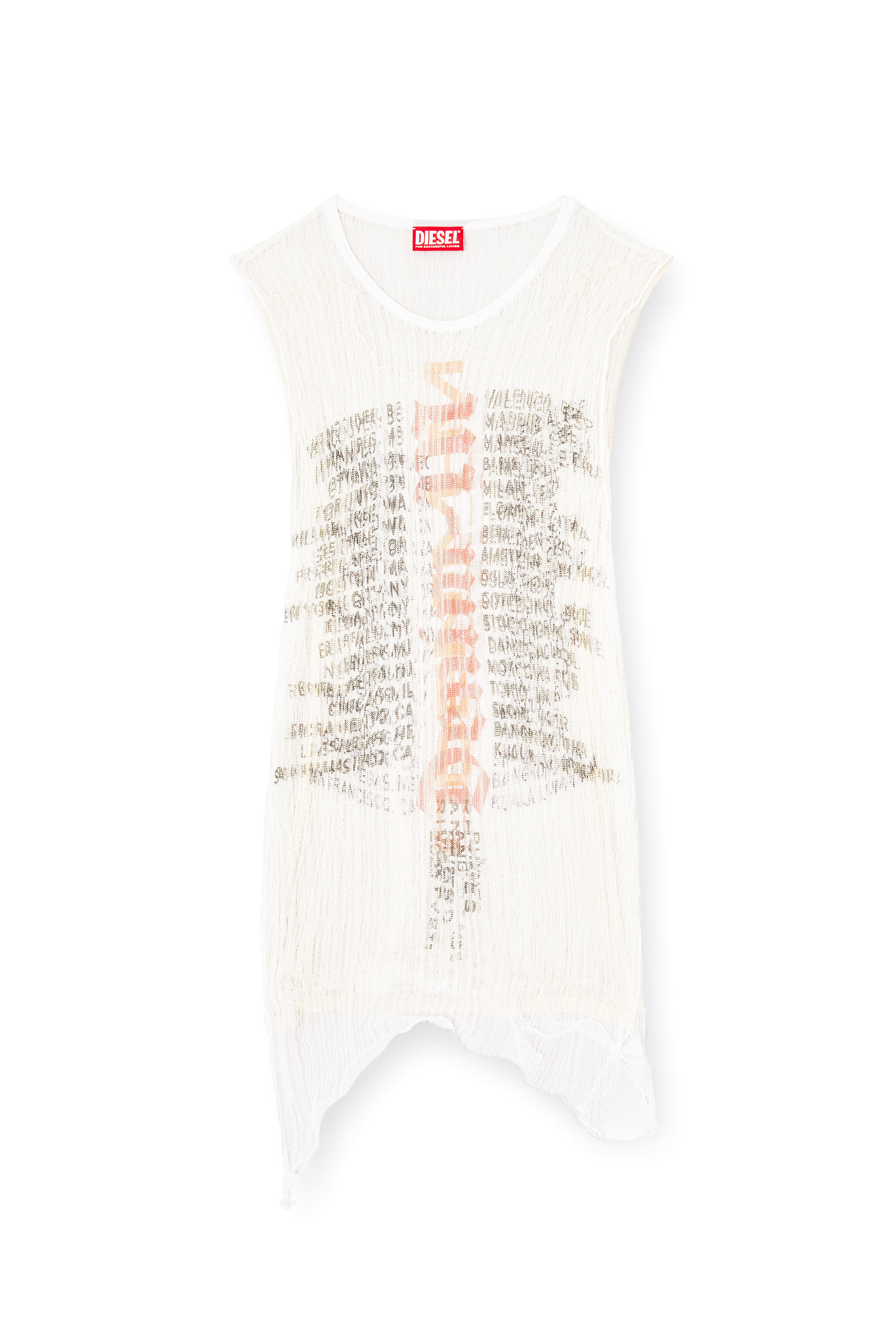 Diesel - K-ABANTE-B, Man's Knitted tank top with distressing in White - 2