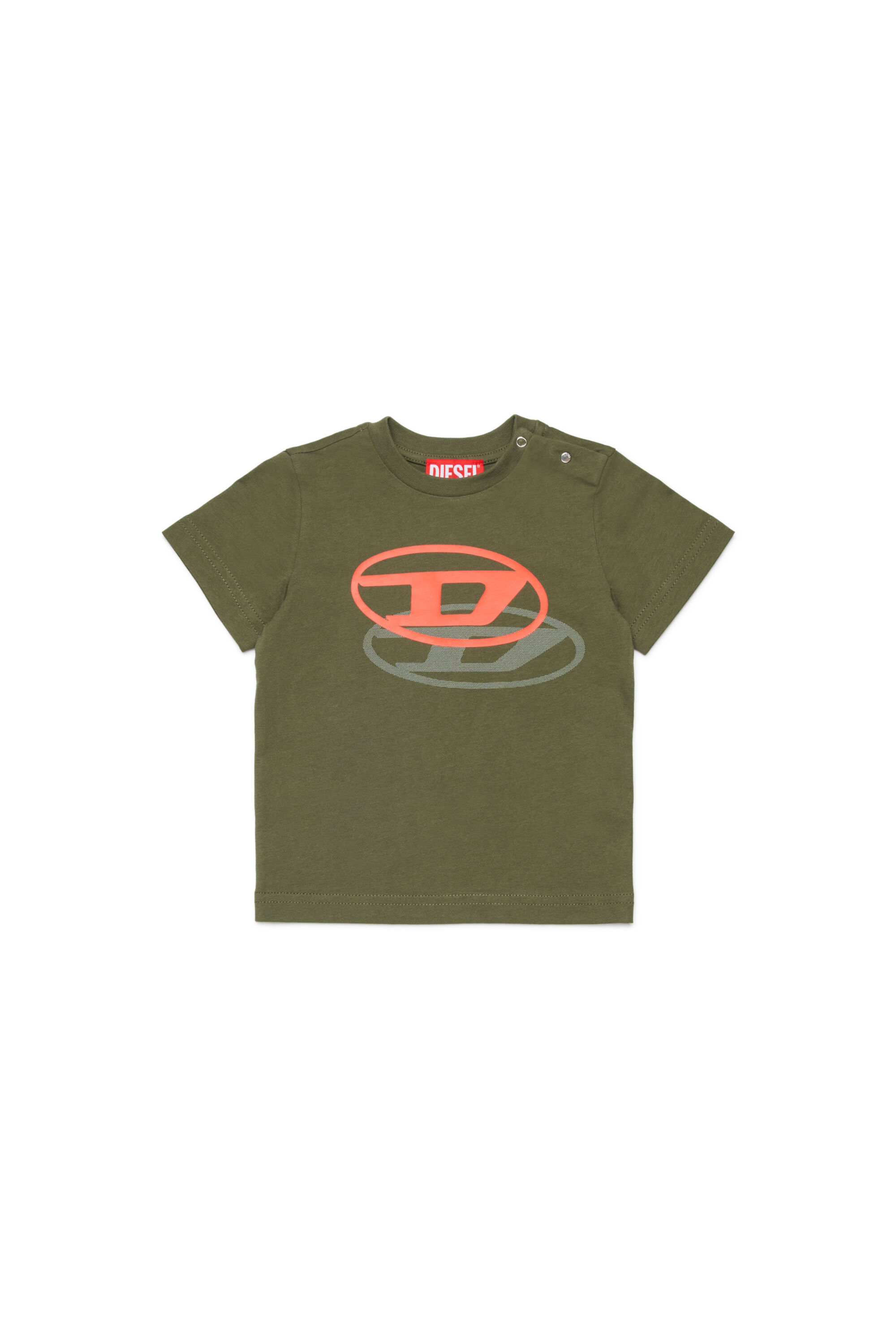 Diesel - TVALEB, Man's Cotton T-shirt with shadow logo in Green - 1