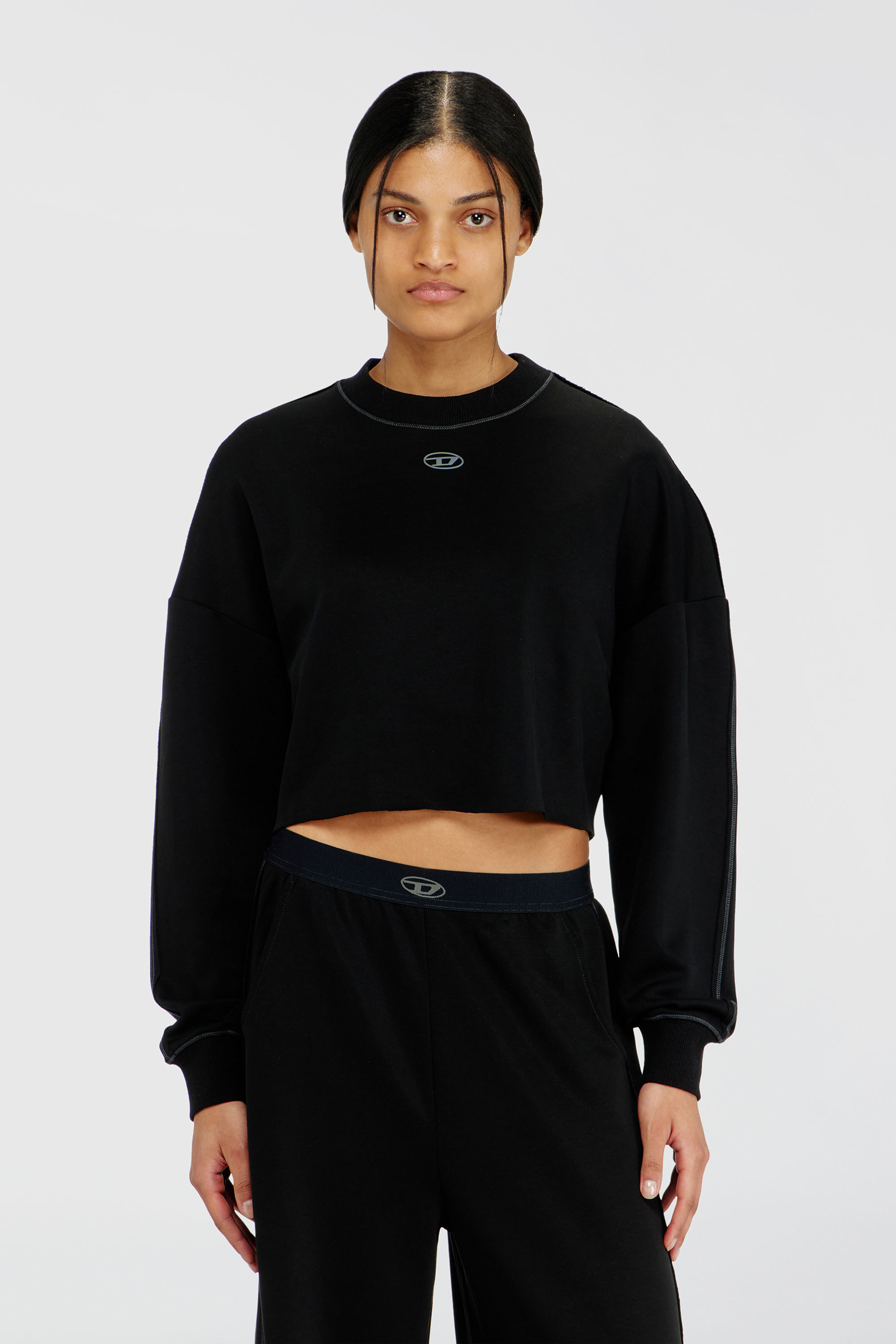 Diesel - BLAKE-UTLT, Woman's Crop top in light stretch scuba in Black - 3