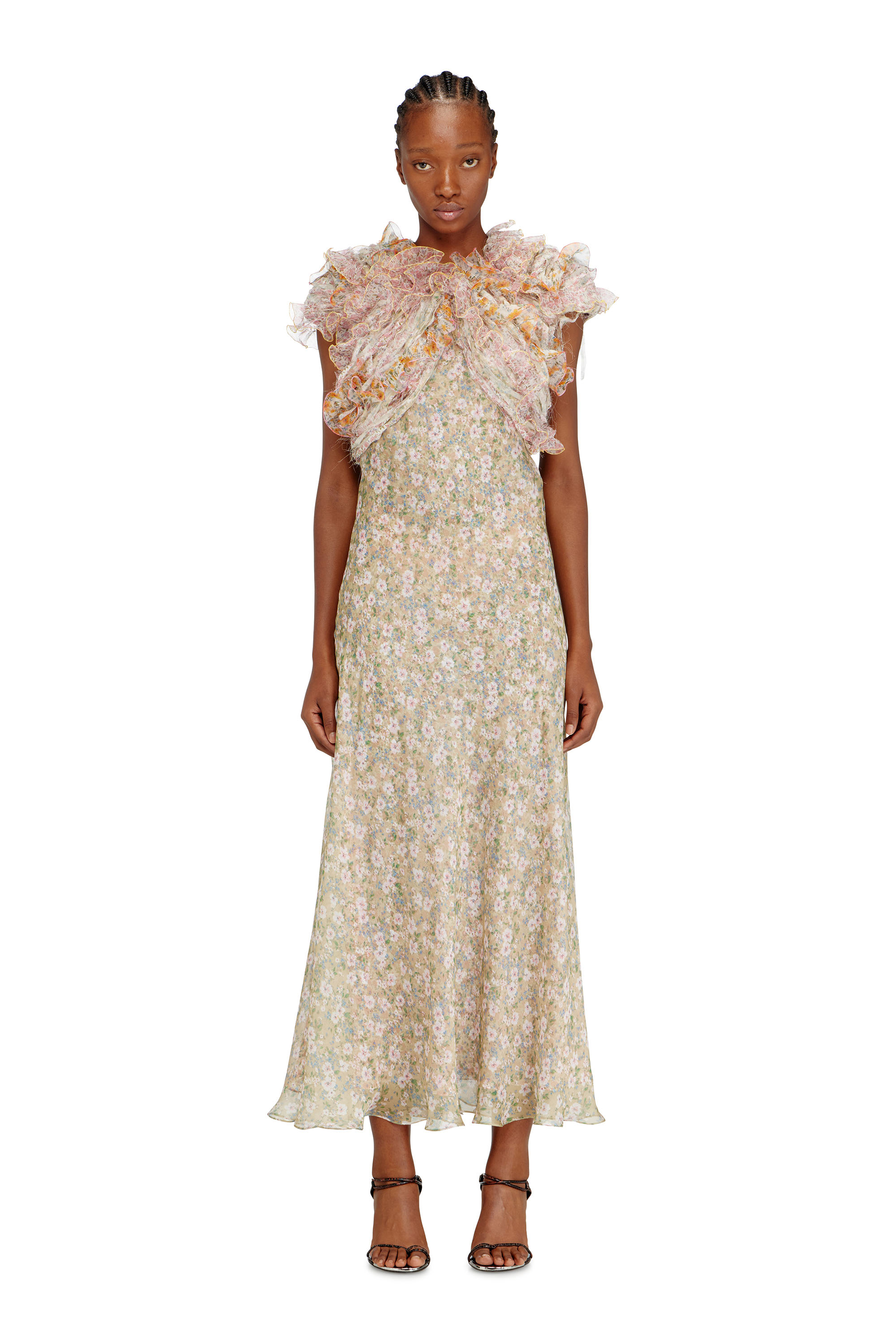 Diesel - D-FIBY, Woman's Silk dress with floral print in Multicolor - 3