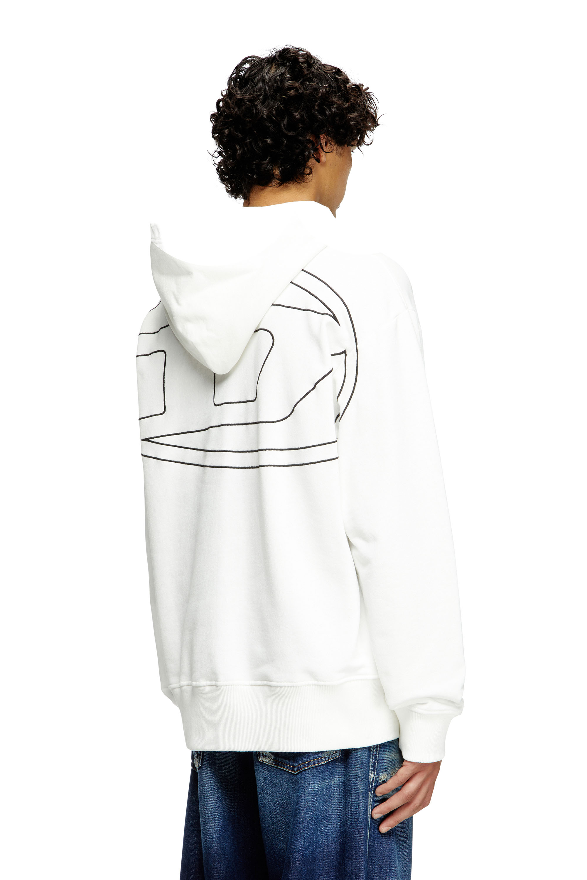 Diesel - S-MACS-HOOD-MEGOVAL-D, Man's Hoodie with logo embroidery in White - 4