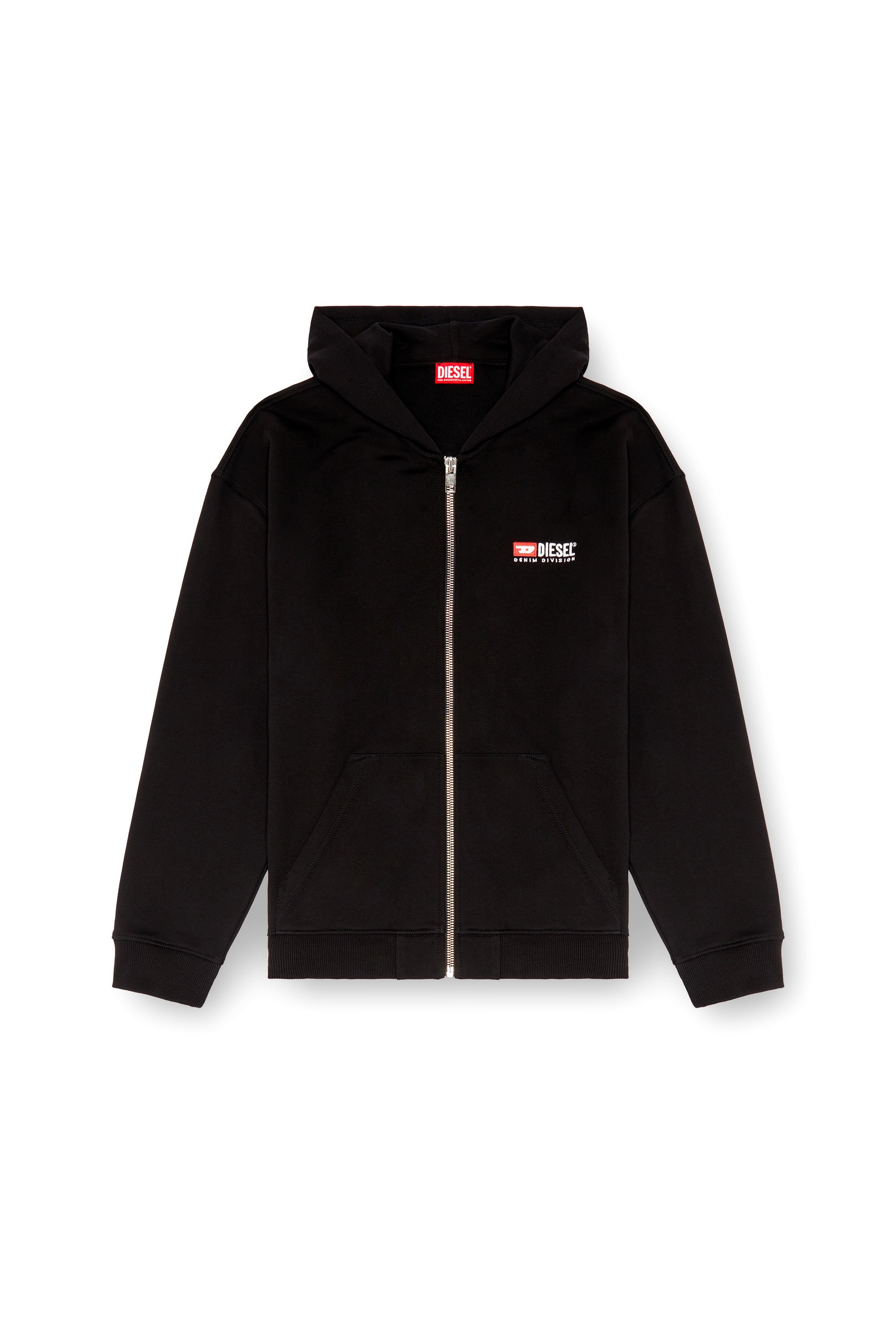 Diesel - S-BOXT-HOOD-ZIP-DIV, Man's Zip-up hoodie with Diesel embroidery in Black - 3