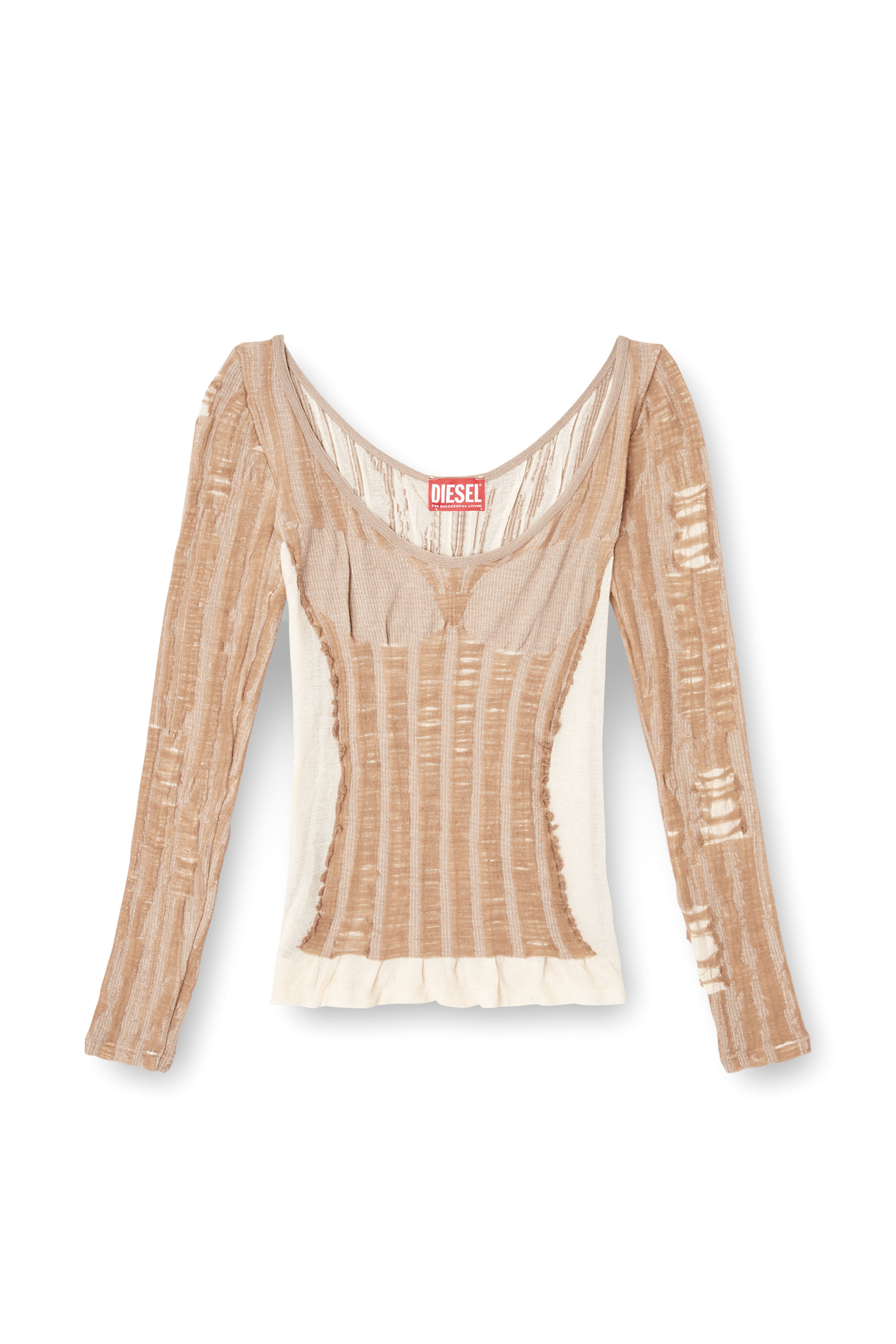 Diesel - M-CALAI, Woman's Seamless top with lingerie illusion in Beige - 2