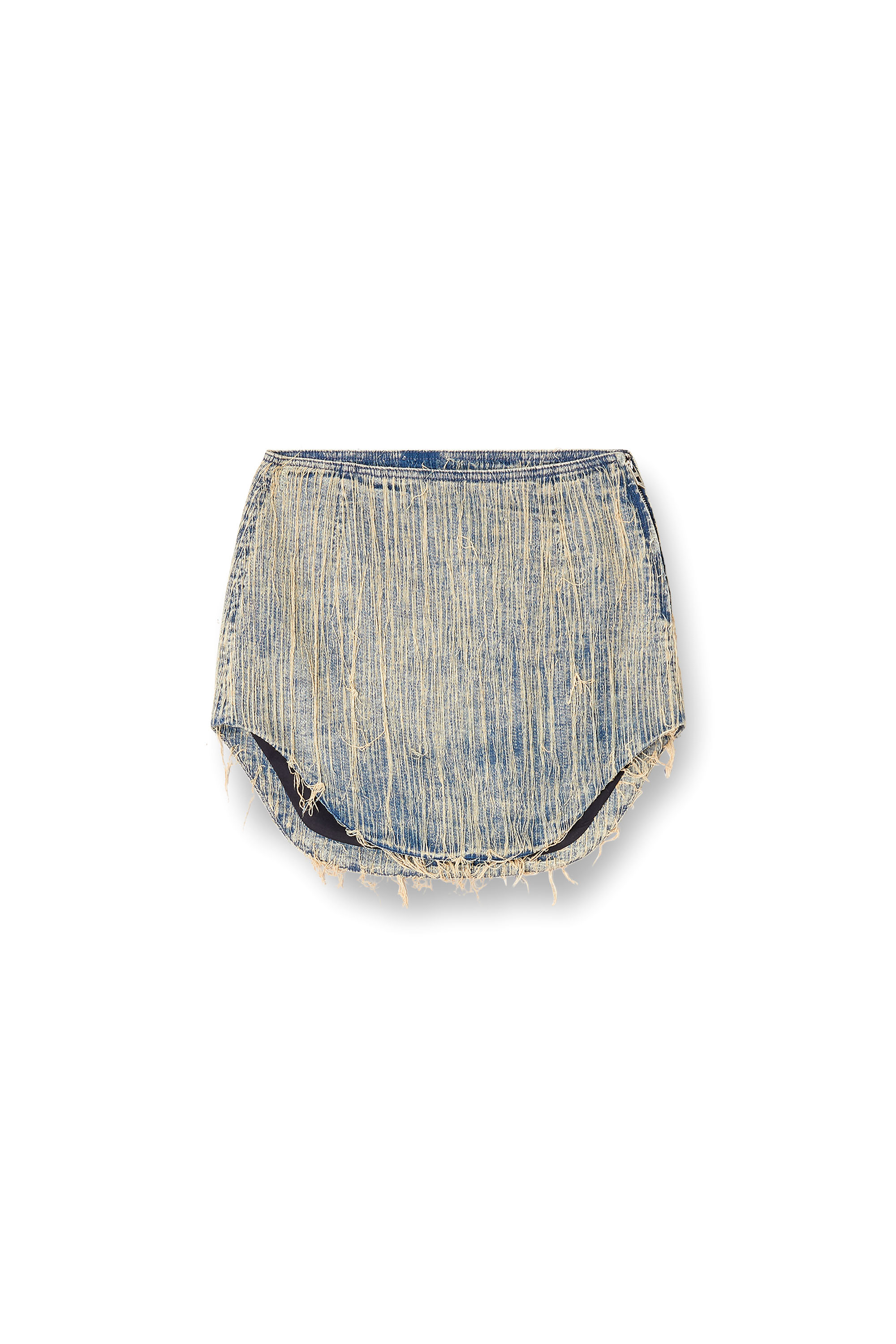 Diesel - DE-ADA-S, Woman's Denim mini skirt with raw edge details in Medium blue - 2