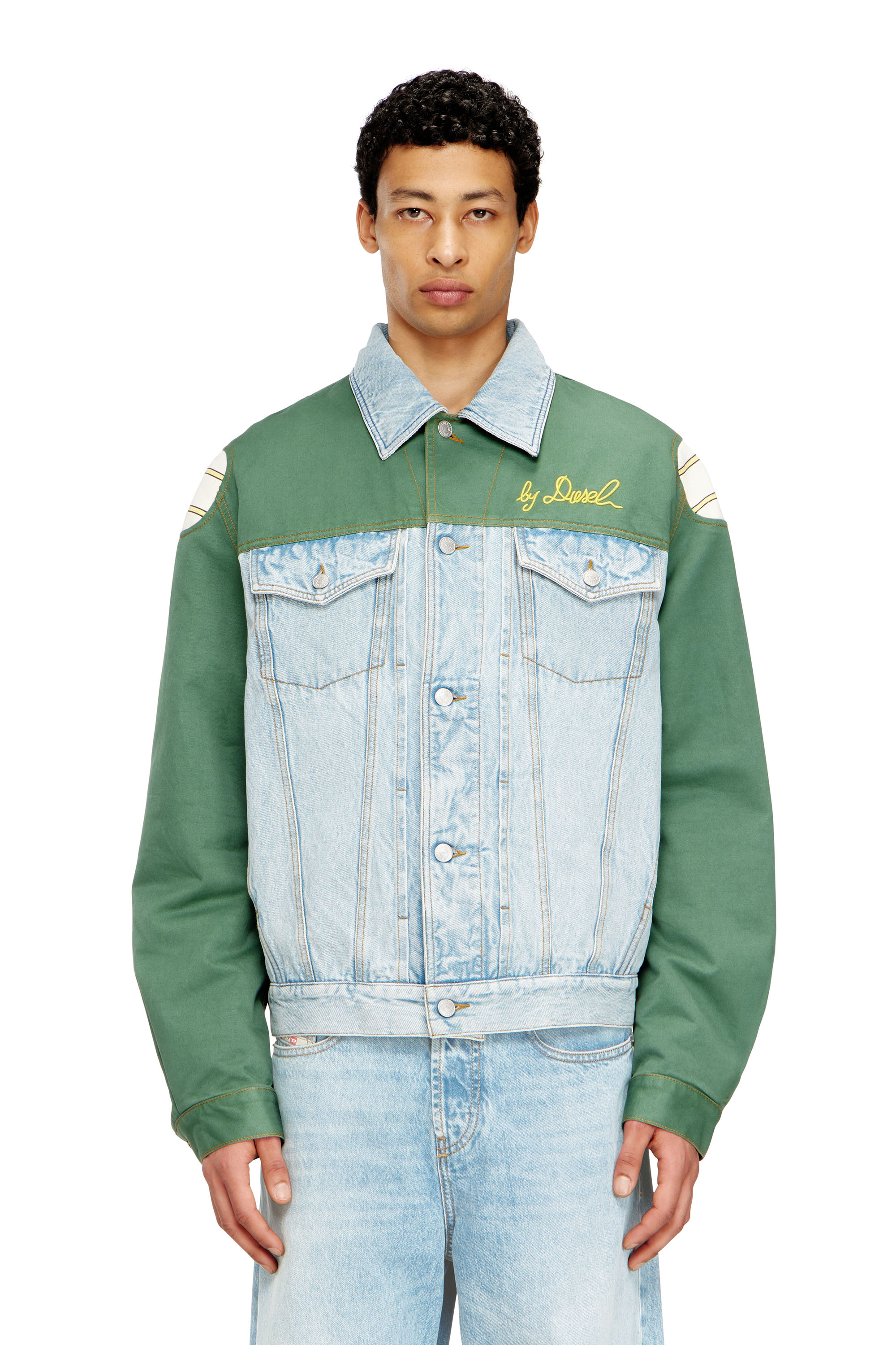 Diesel - J-GIANT-20TH, Unisex's Denim jacket with cotton insert in Green/Blue - 2