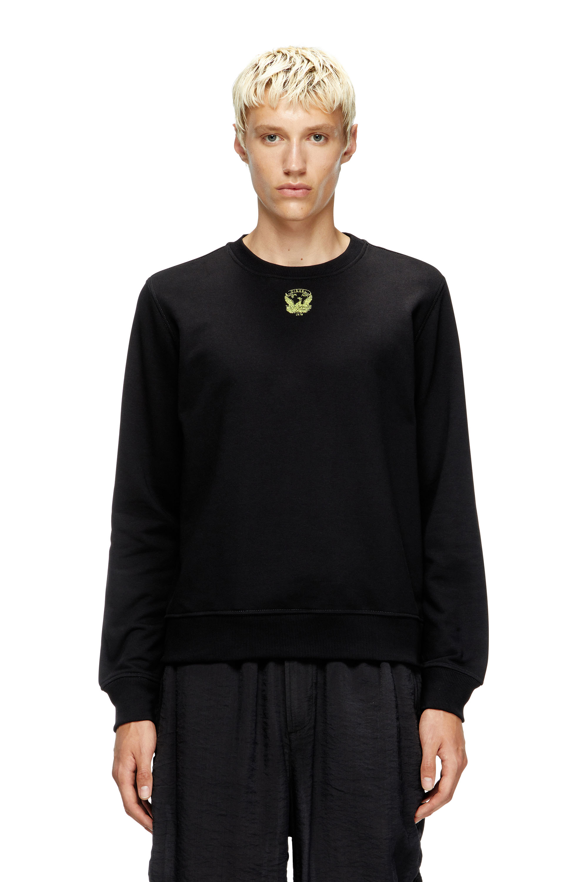 Diesel - S-GINN-T1, Man's Sweatshirt with embroidered phoenix in Black - 1