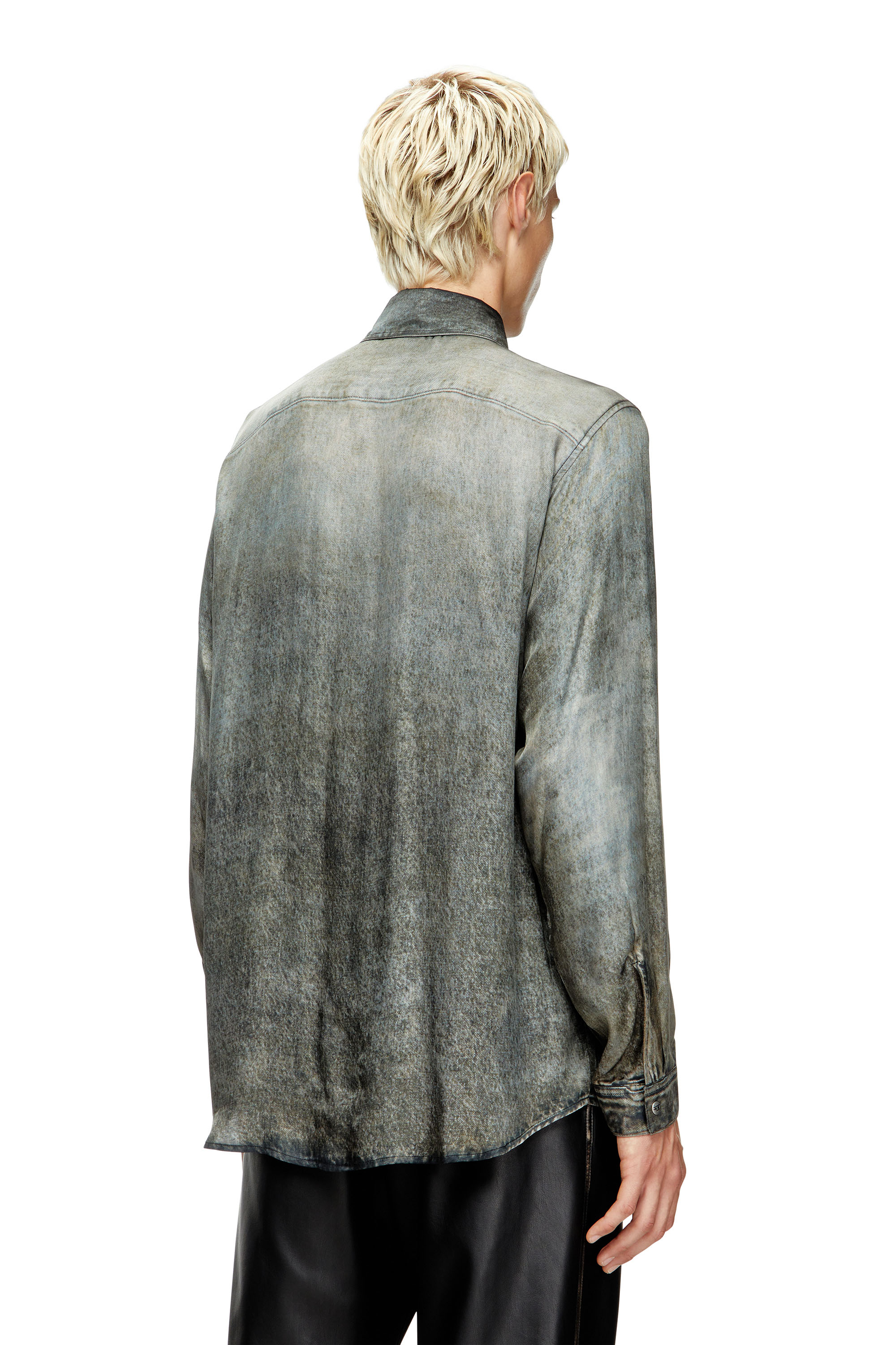 Diesel - S-SIMPLY-LKCT, Man's Shirt in denim-look viscose in Black - 4