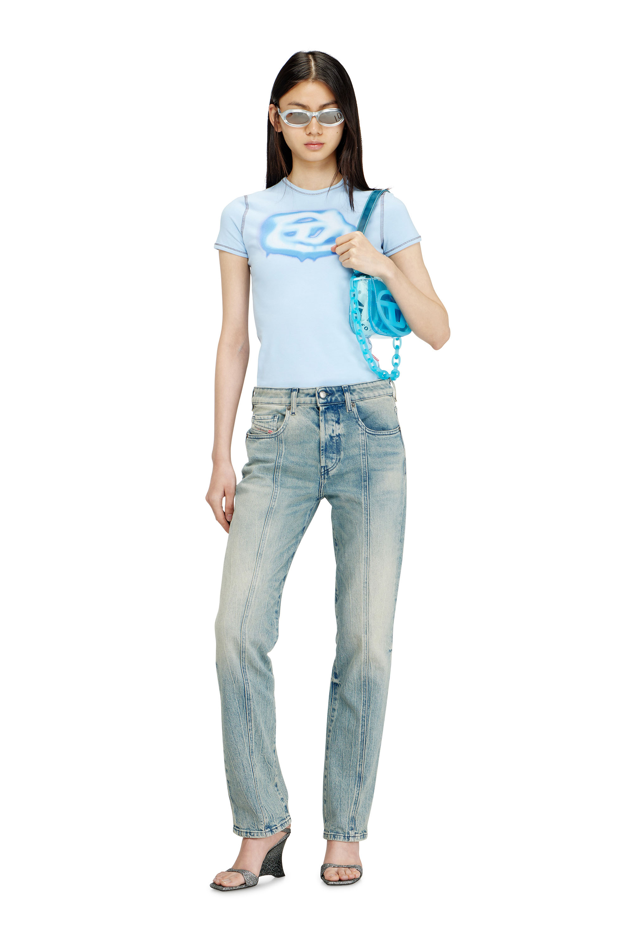 Diesel - 1DR, Woman's 1DR-Iconic shoulder bag in transparent TPU in Blue - 2