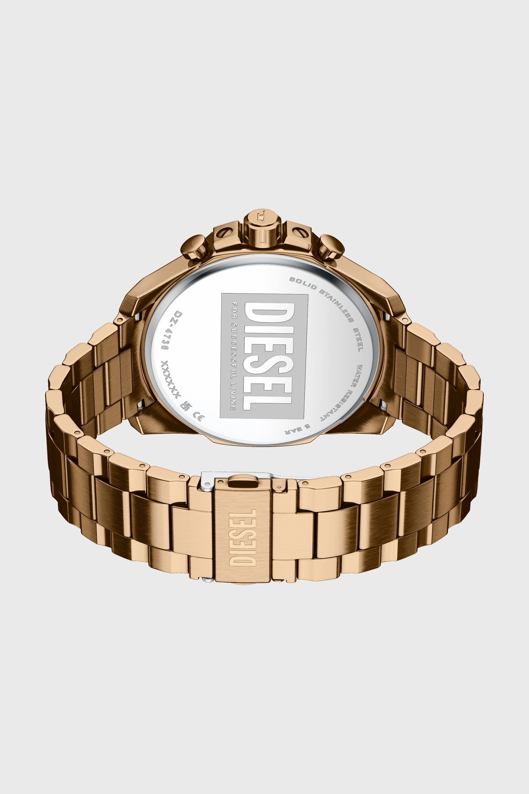 Diesel - DZ4736 WATCH, Man's Mega Chief Slim antique gold-tone stainless steel watch in Gold - 4
