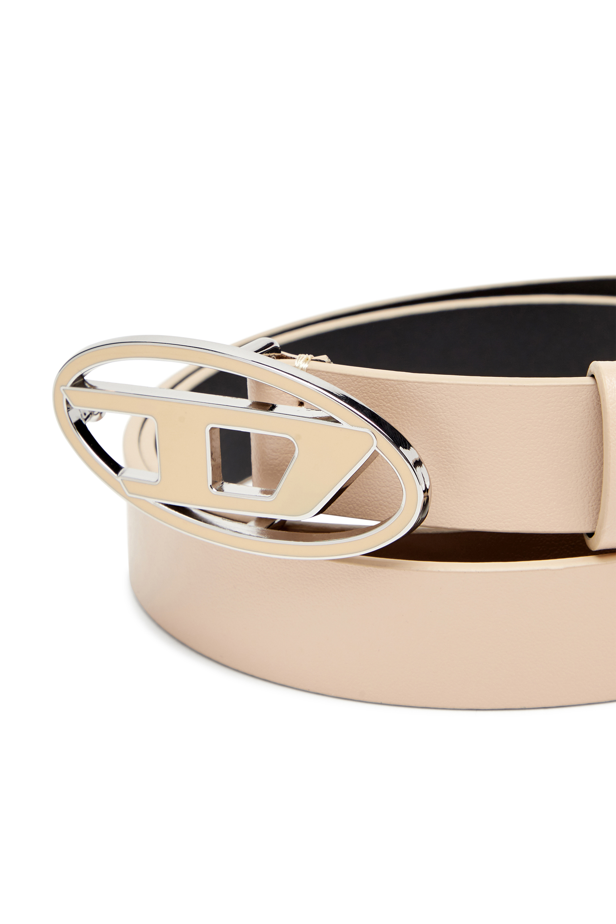 Diesel - B-1DR 25, Woman's Leather belt with enamelled buckle in Beige - 3