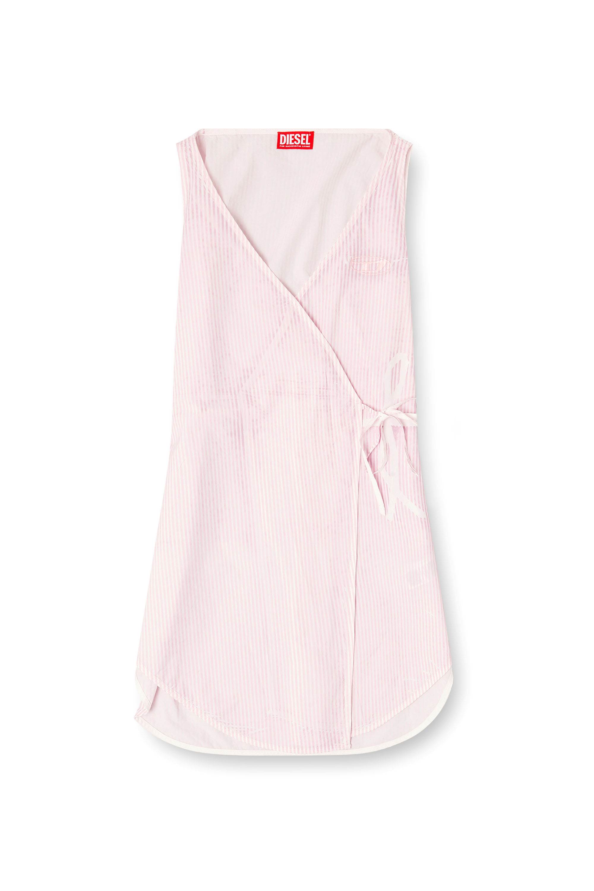Diesel - D-ELPHOS-SL, Woman's Poplin mini dress with pinstripes in Pink - 3