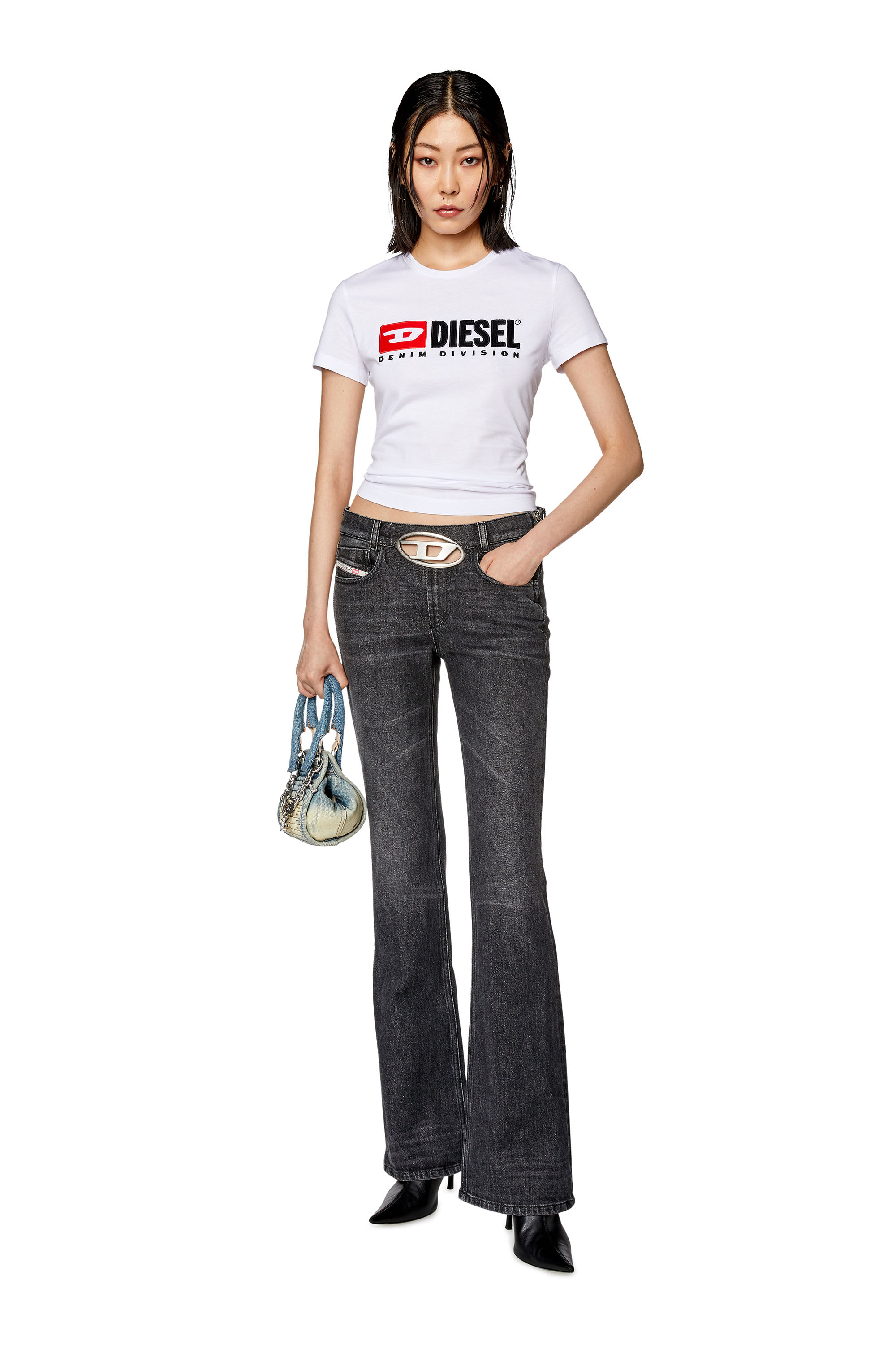 Diesel - T-SLI-DIV, Woman's T-shirt with Diesel patches in White - 2