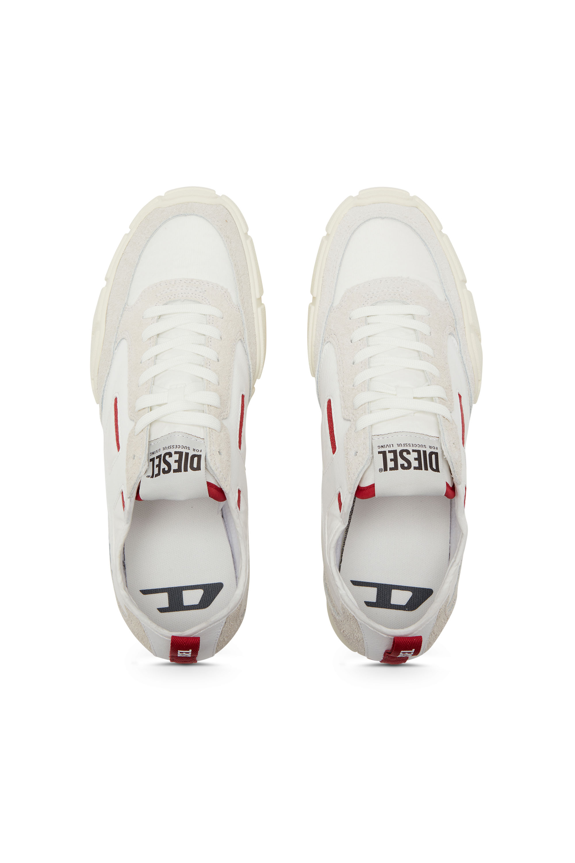 Diesel - S-PAGODHA LOW, Man's Sneakers in leather, suede and ripstop in White/Red - 5
