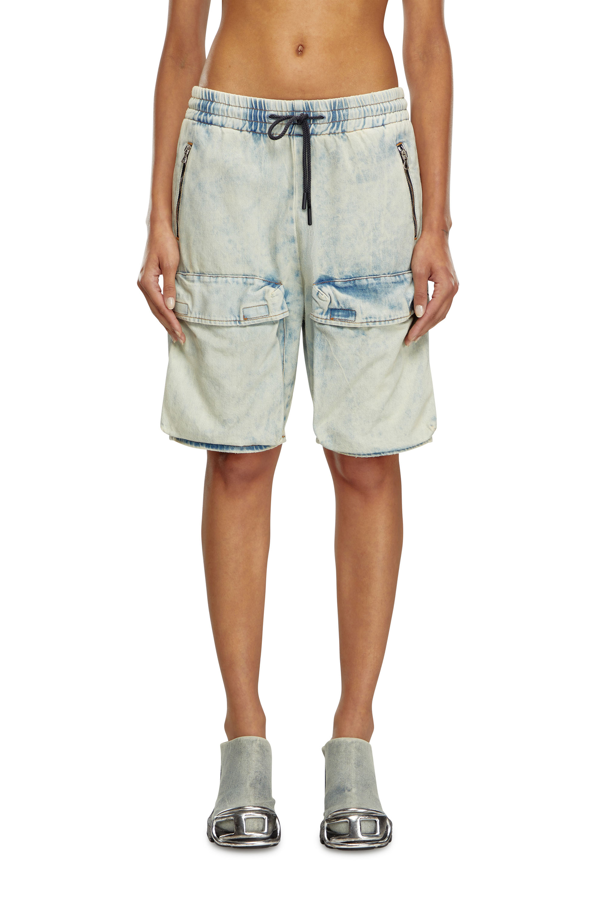 Diesel - D-RIDE-S, Woman's Denim cargo shorts in Light Blue - 2