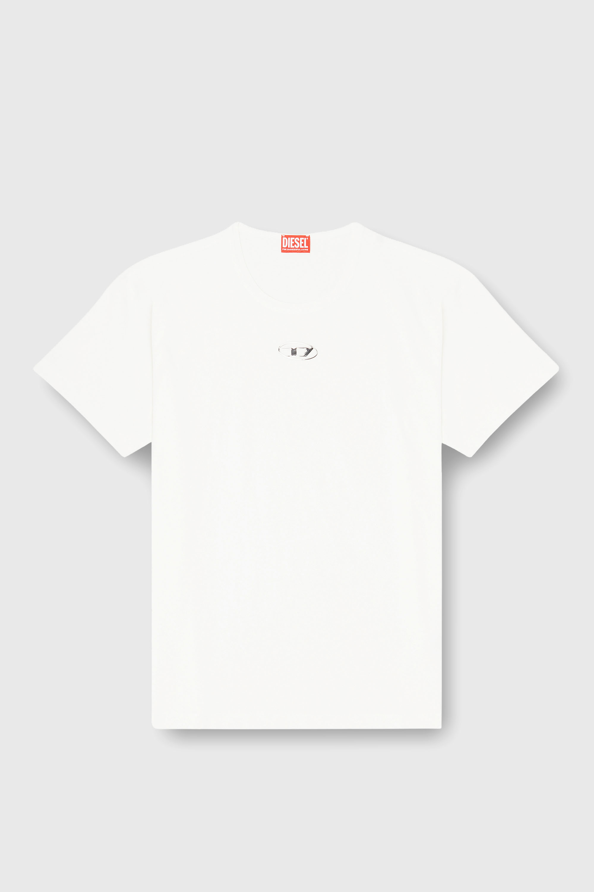 Diesel - T-NORM-IOD, Man's Light cotton T-shirt with metallic Oval D logo in White - 2