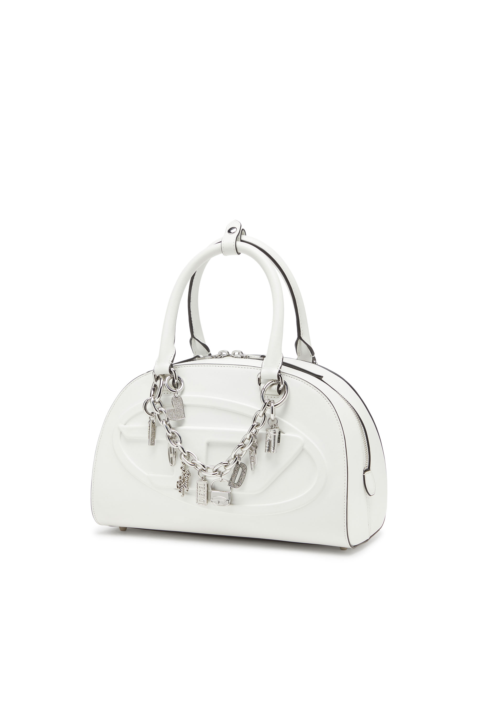 Diesel - CHARM-HEART, Woman's Metal heart charm with rhinestones in Silver - 3