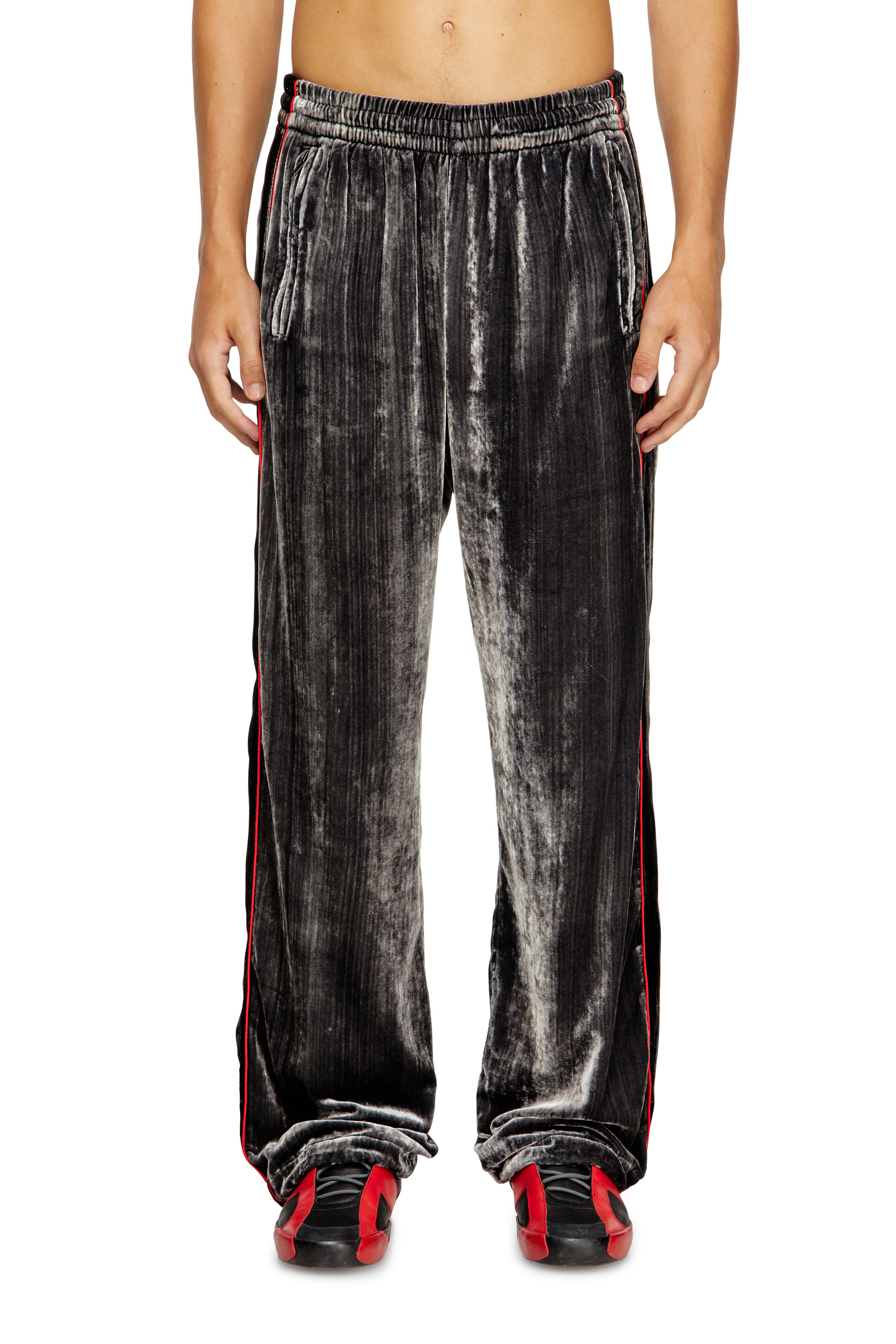 Diesel - P-HAY, Man's Track pants in treated velvet in Dark grey - 3
