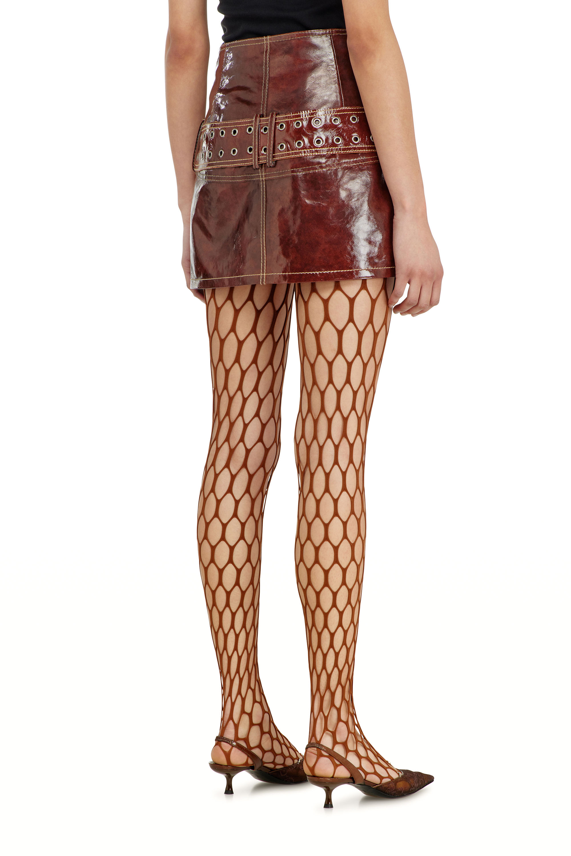 Diesel - L-EVANT, Woman's Patent-leather miniskirt with belt in null - 4